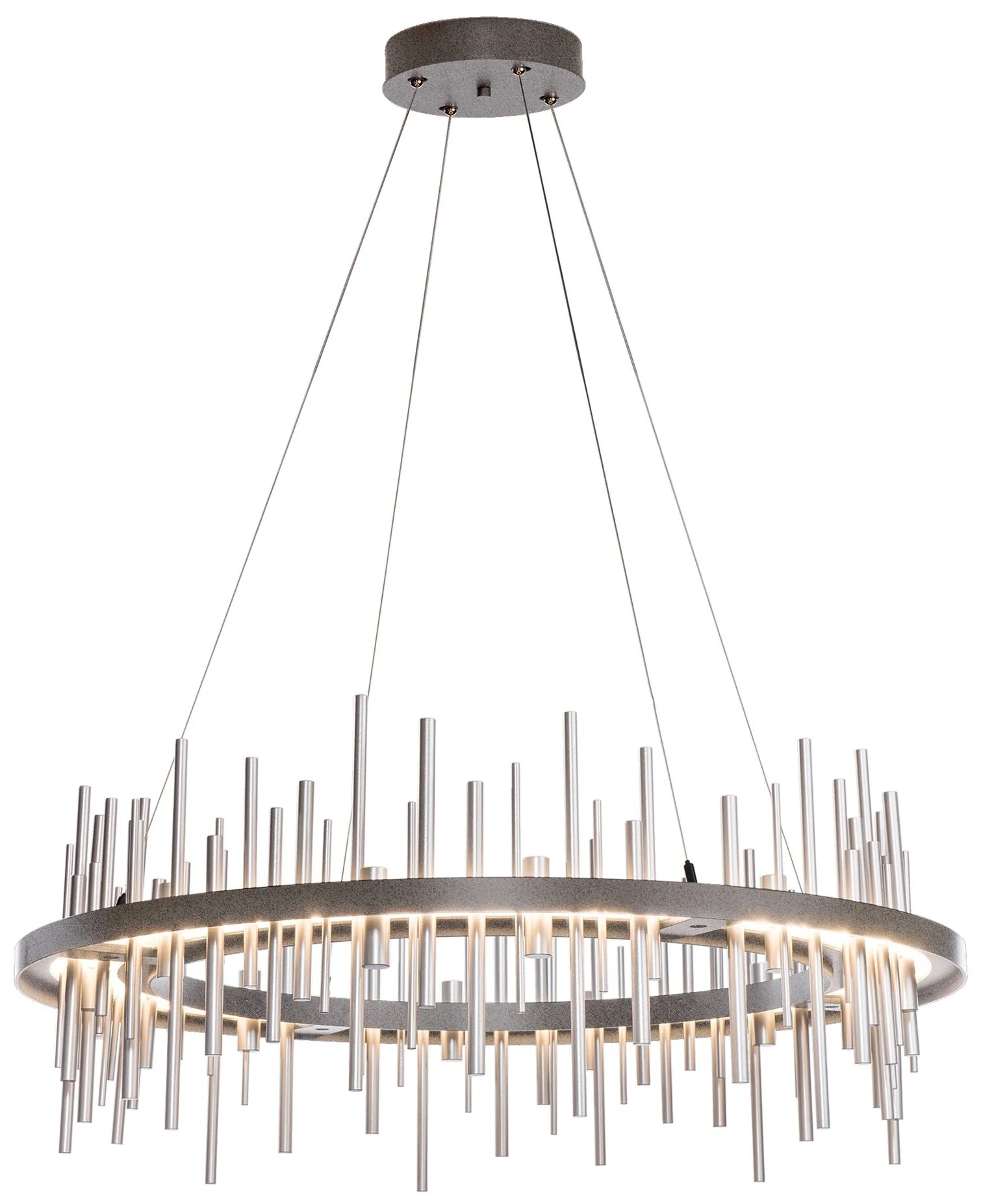 Cityscape Circular LED Pendant - Iron - Sterling Accents - Standard Height - Image 1