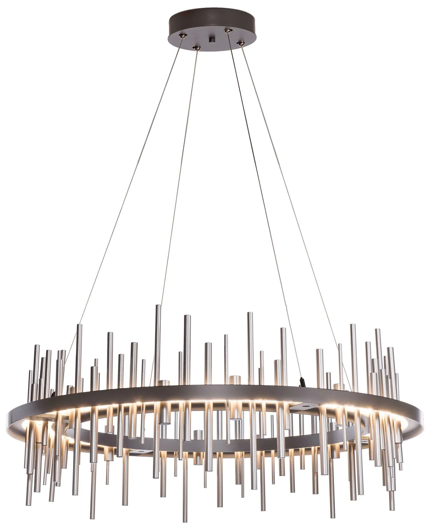 Cityscape Circular LED Pendant - Smoke - Platinum Accents - Standard Height - Image 1