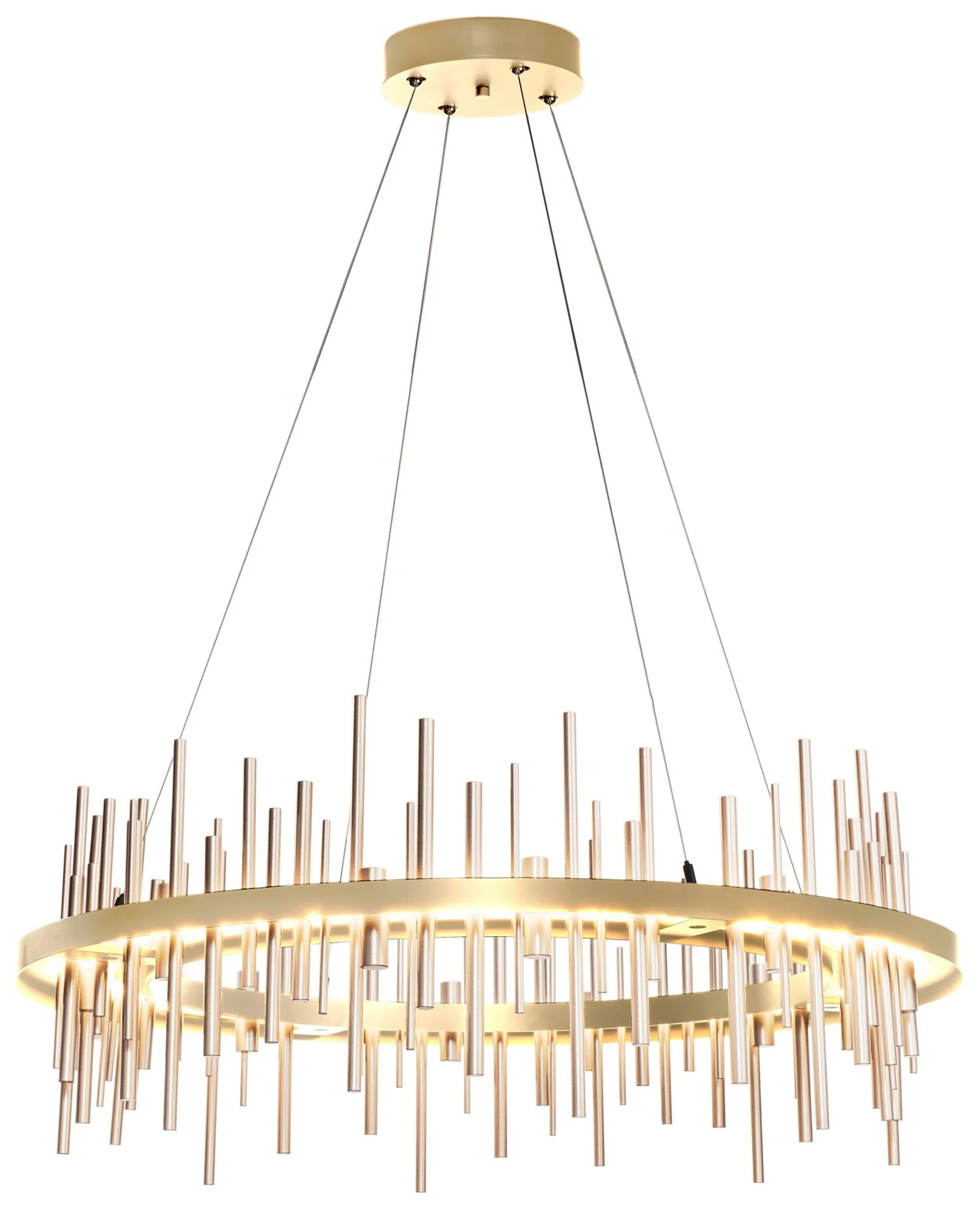 Cityscape Circular LED Pendant - Sterling - Gold Accents - Standard Height - Image 1