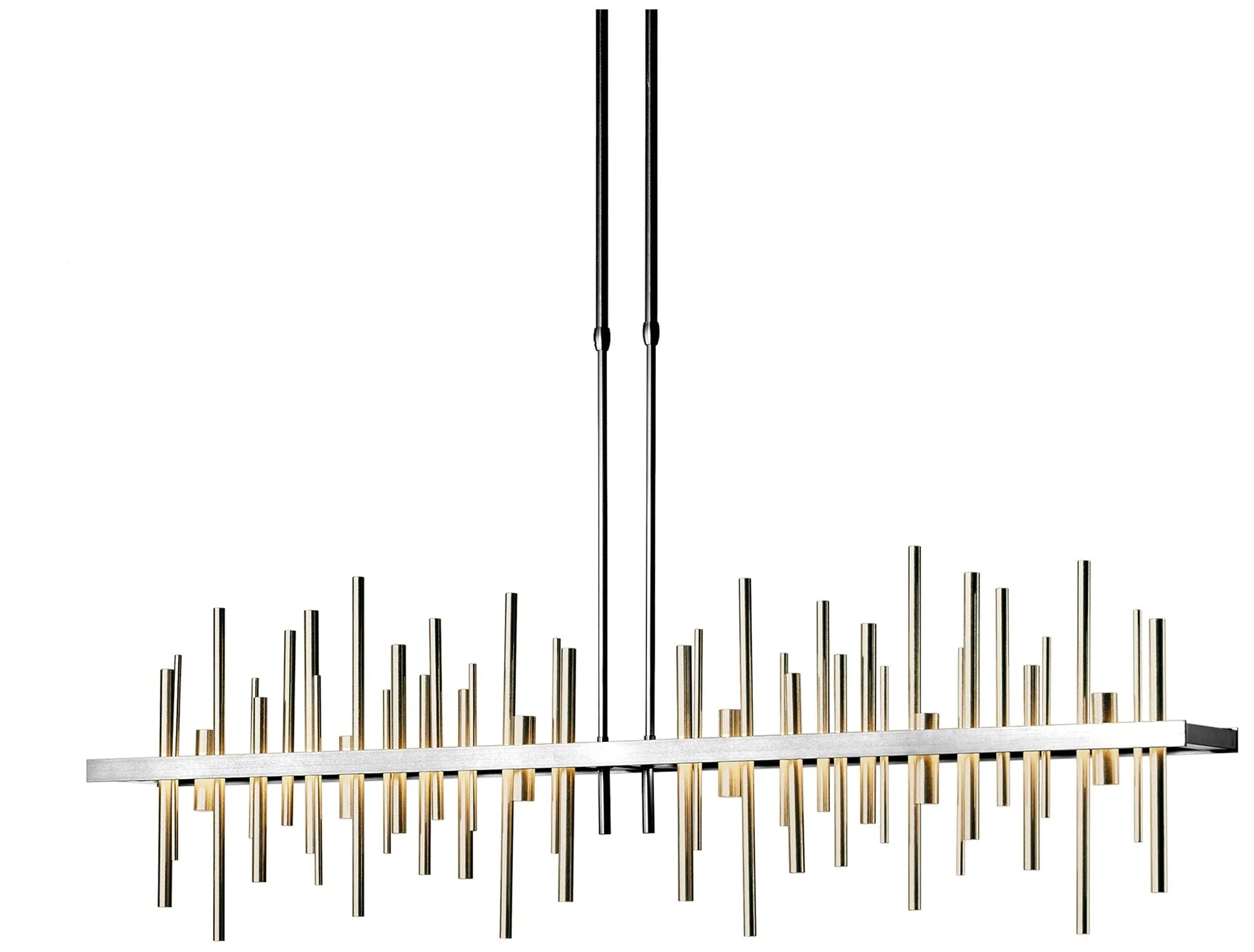 Cityscape Large LED Pendant - Sterling - Gold Accents - Standard Height - Image 1