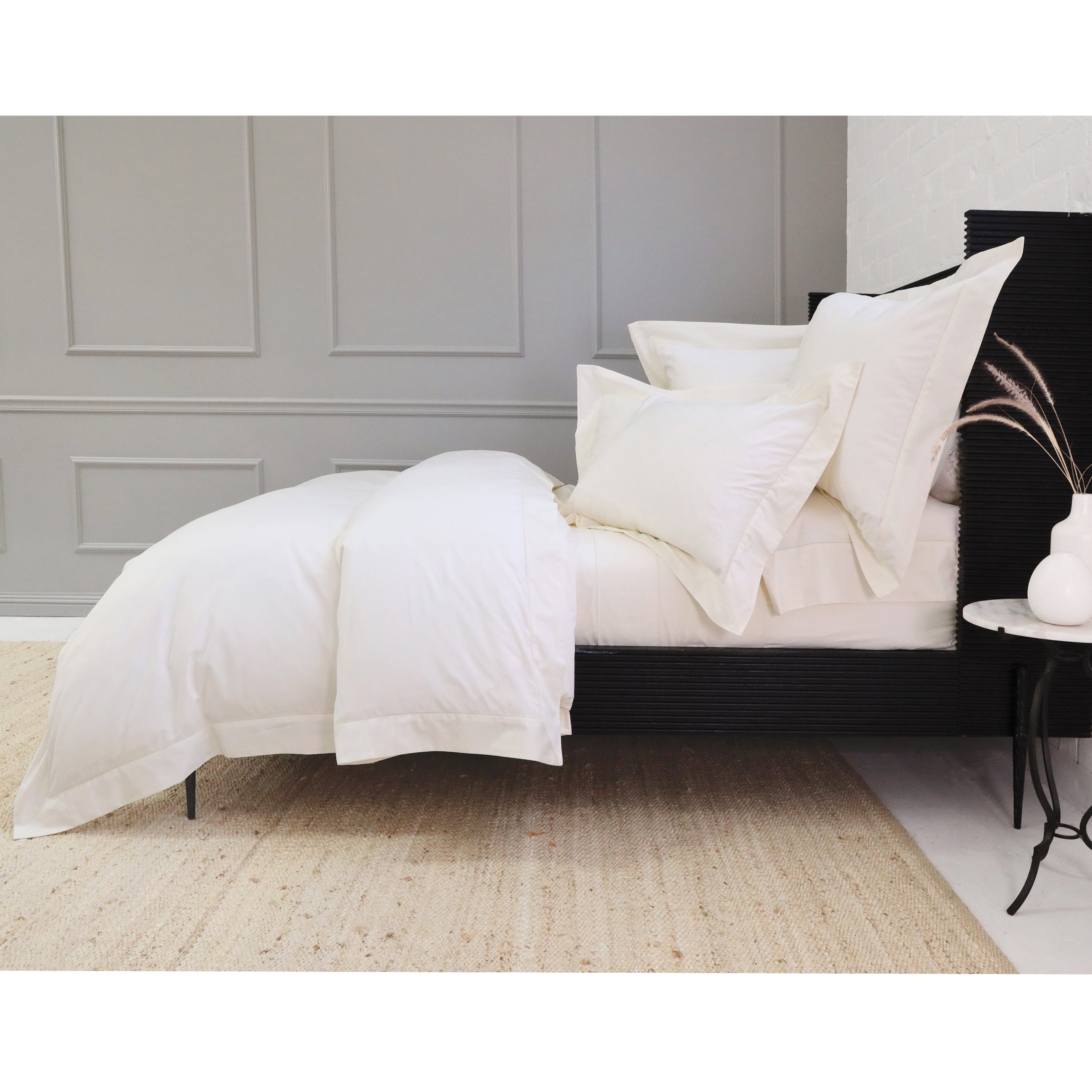 Pom Pom at Home Classico Hemstitch Ivory Cotton Sateen Duvet Cover Set ~ Available in Twin, Queen and King Sizes - Image 3