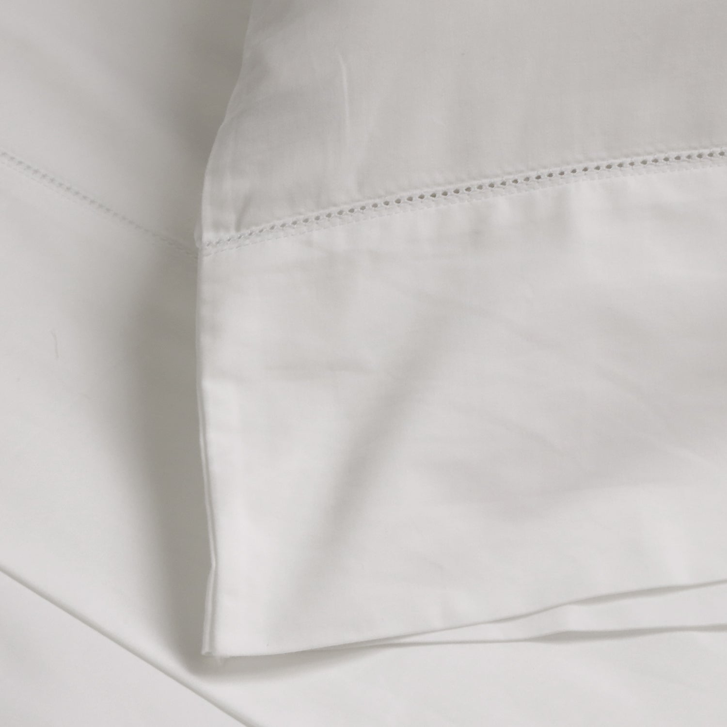 Pom Pom at Home Classico Hemstitch White Cotton Sateen Sheet Set ~ Available in Twin, Queen and King Sizes - Image 2