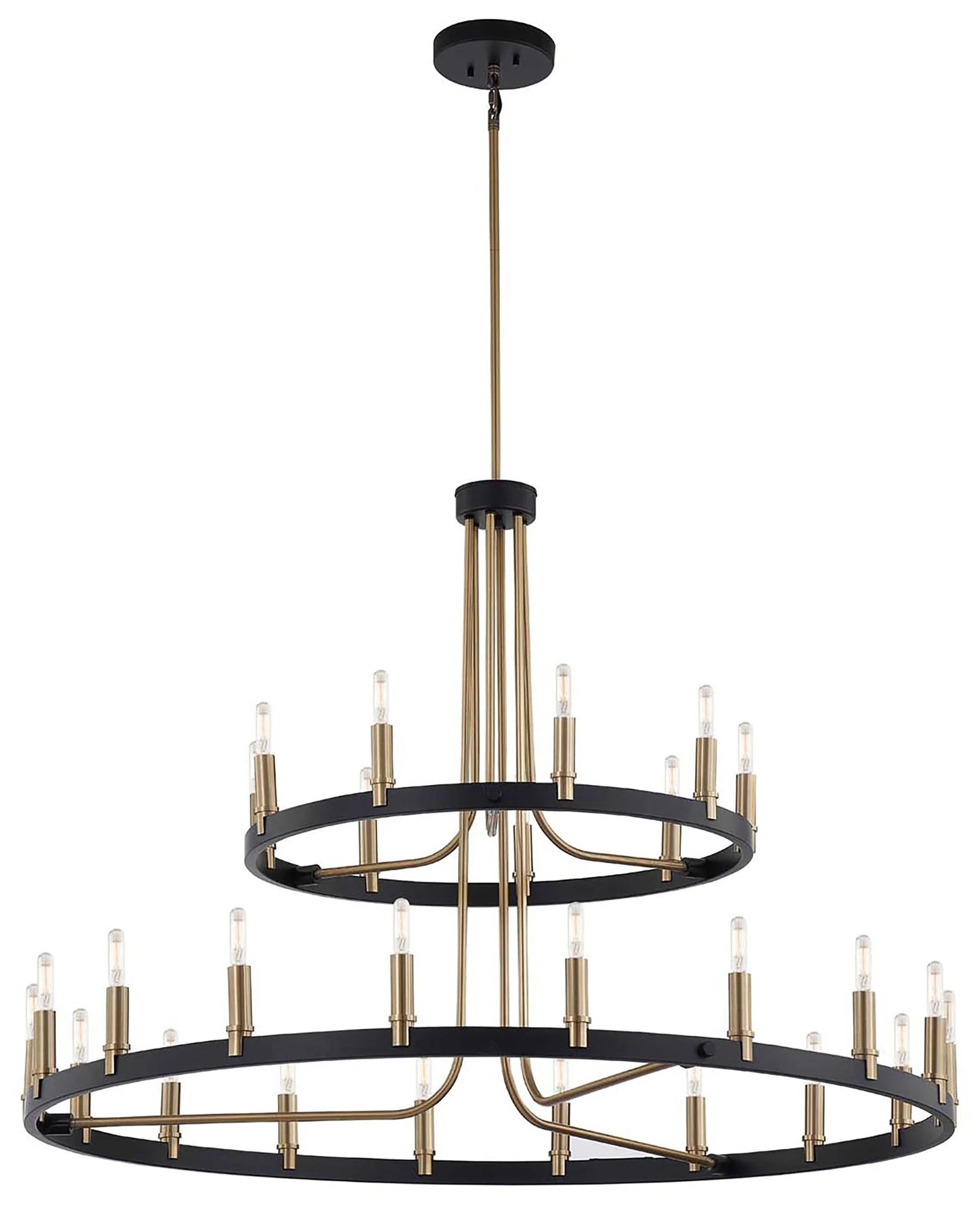 Clayton 42" Wide Brass Black 27-Light 2-Tier Chandelier - Image 1