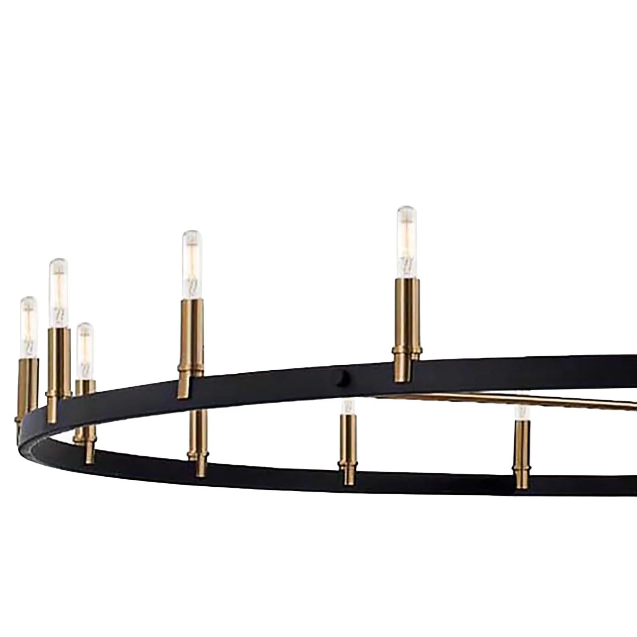 Clayton 60" Wide Brass Black 18-Light Ring-Round Chandelier - Image 2