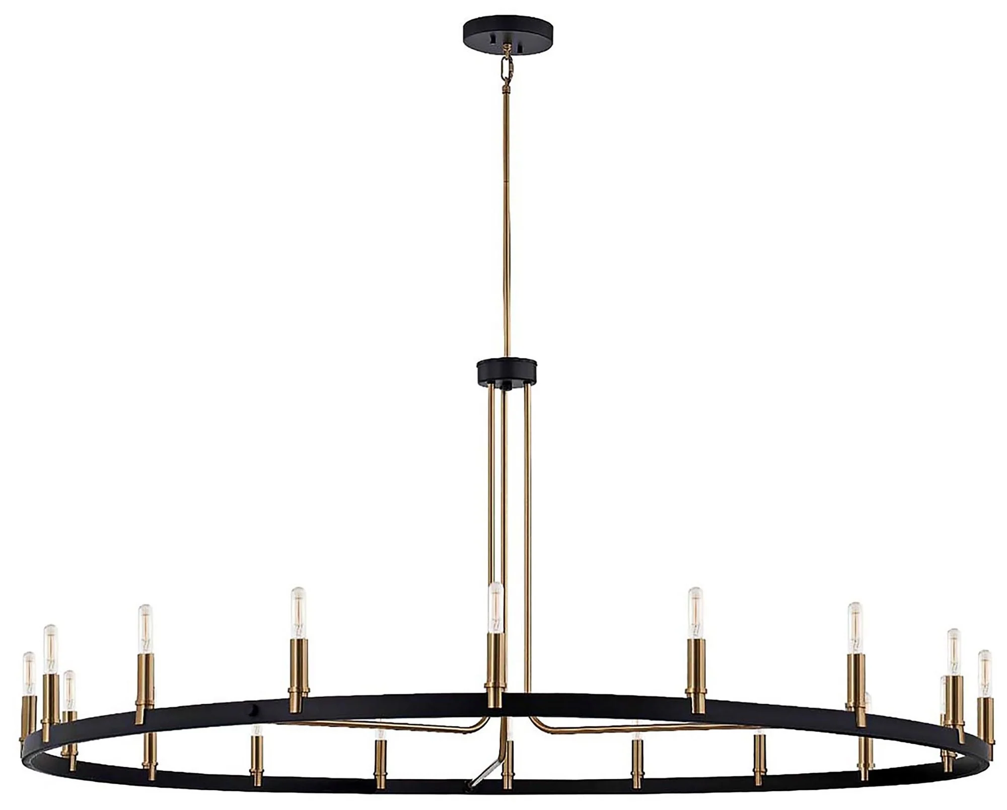 Clayton 60" Wide Brass Black 18-Light Ring-Round Chandelier - Image 3