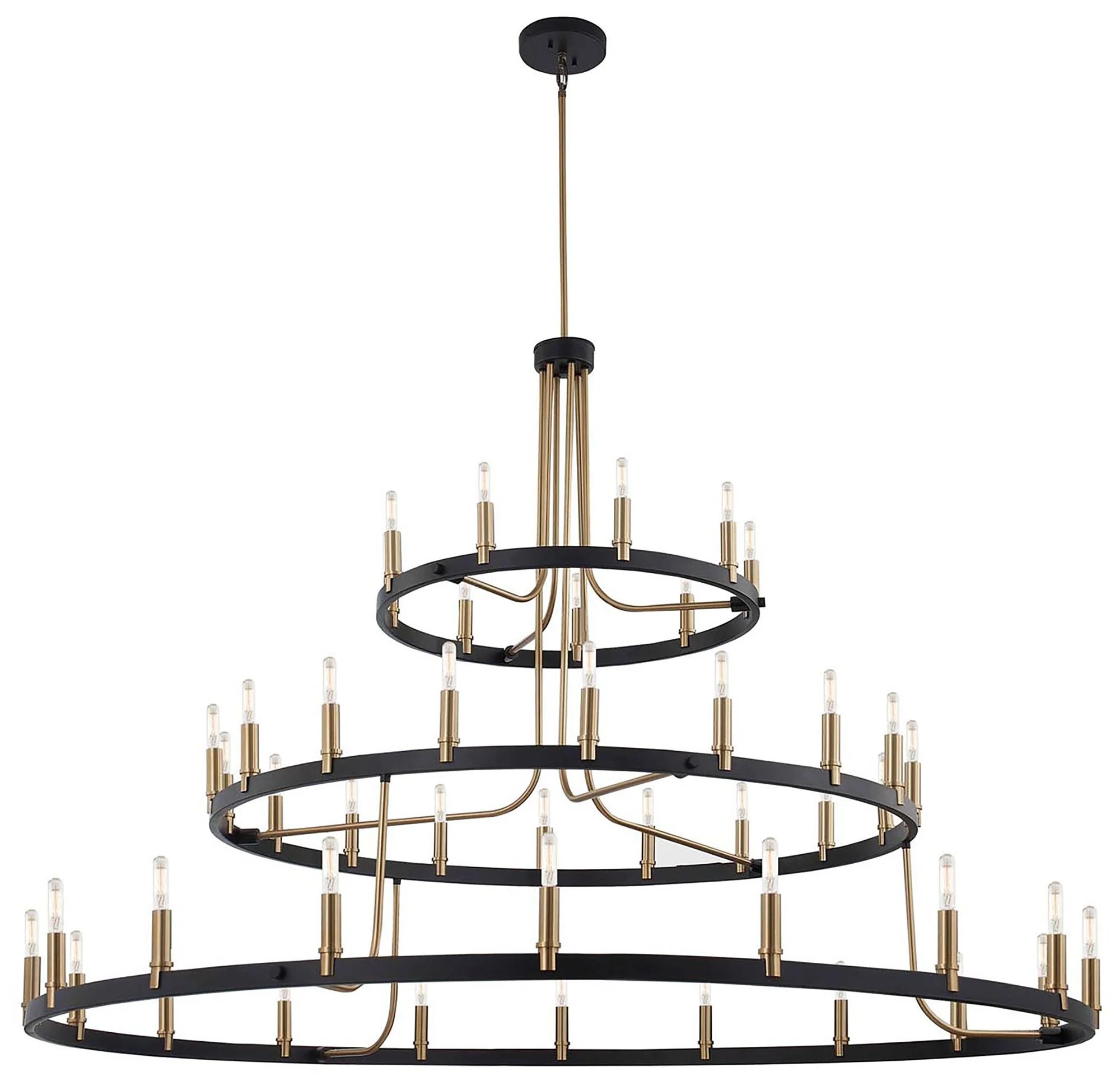 Clayton 60" Wide Brass Black 45-Light 3-Tier Chandelier - Image 3