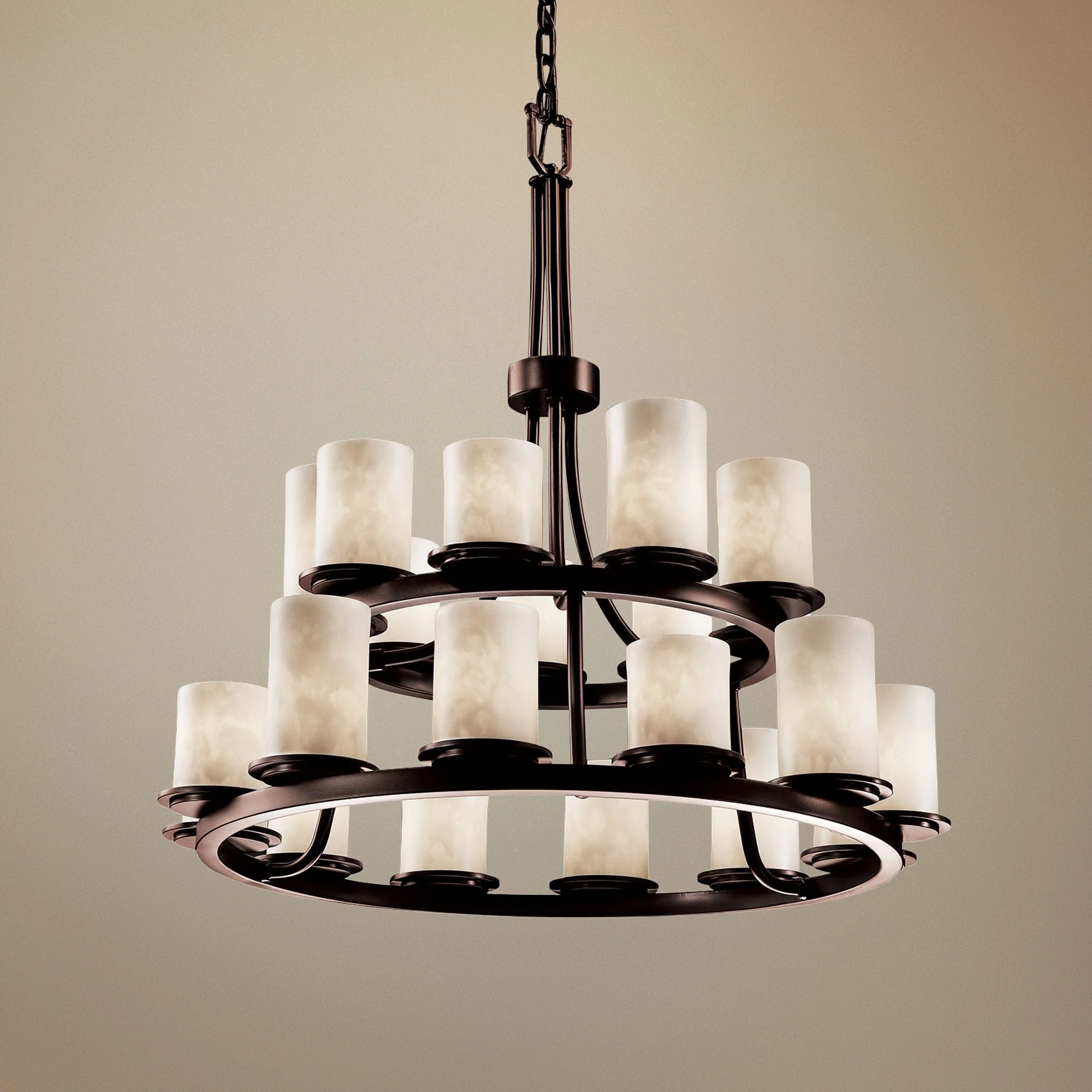 Clouds Dakota 33"W Dark Bronze 21-Light 2-Tier Chandelier - Image 1