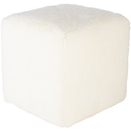 Surya Calidus Modern Rustic Butter Sheepskin Pouf Ottoman CLPF-001 - Image 2
