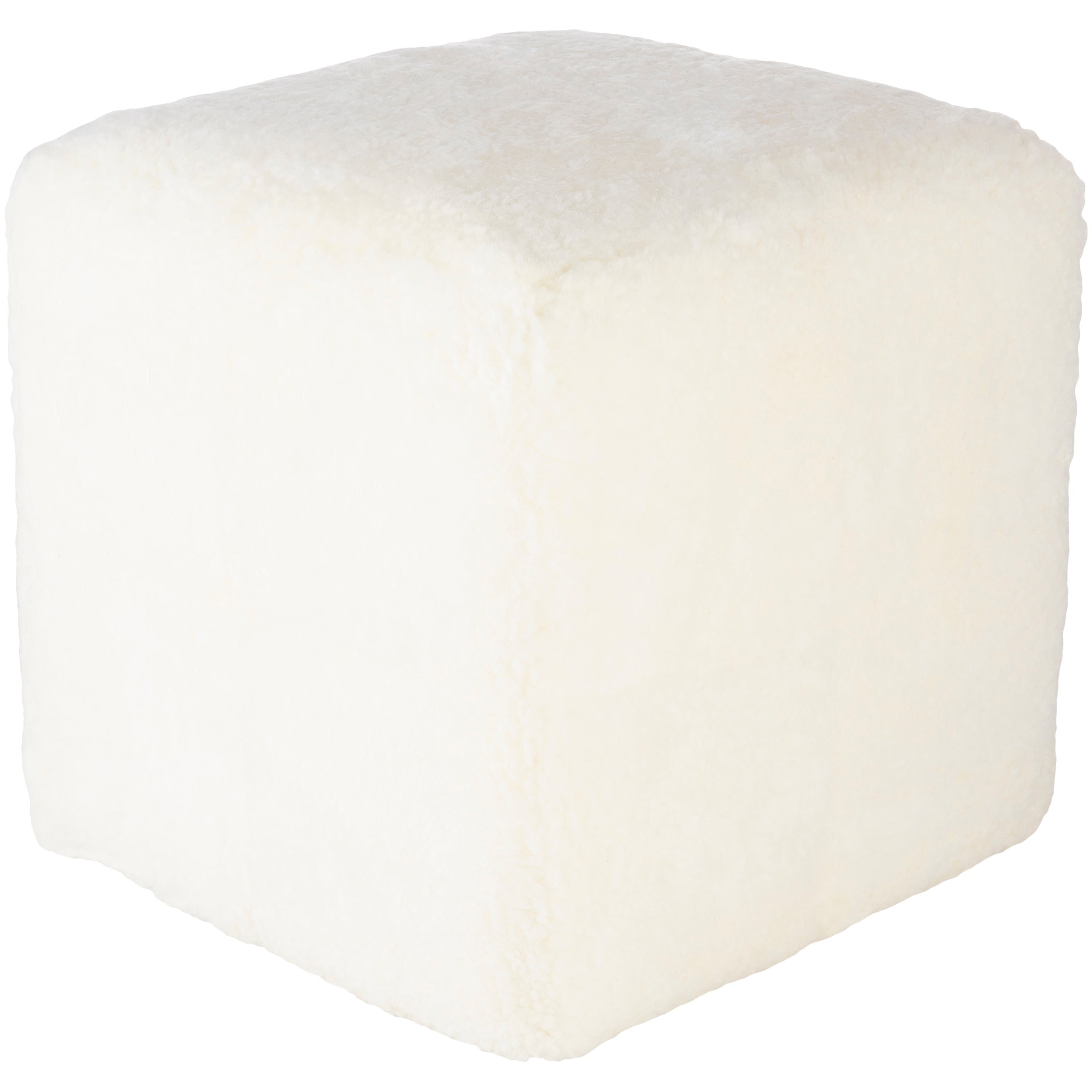 Surya Calidus Modern Rustic Butter Sheepskin Pouf Ottoman CLPF-001 - Image 3