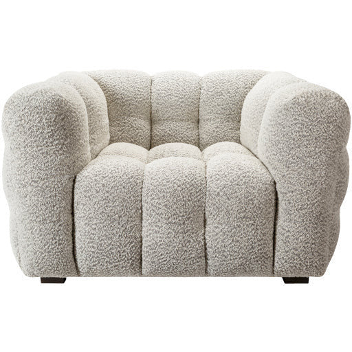 Surya Chambery Modern Ivory Boucle Channeled Chair and a Half - Image 2