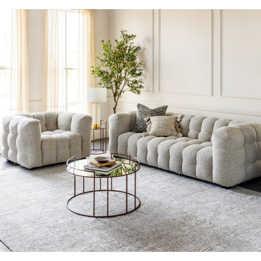 Surya Chambery Modern Ivory Boucle Channeled Sofa - Image 2
