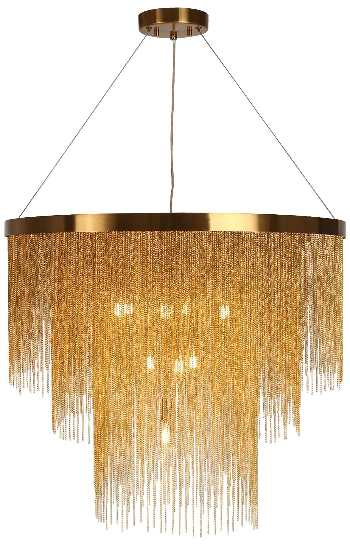Coasfri 10-Light Gold Fringe 2-Tier Chandelier - Image 1