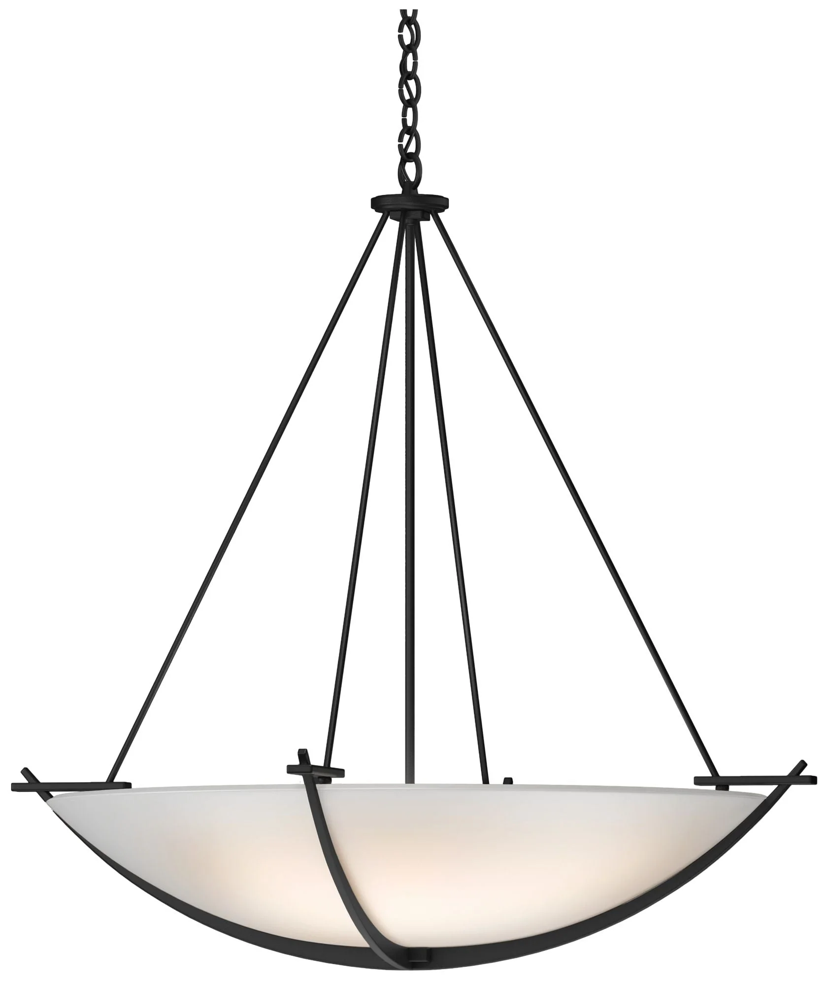 Compass 34.2" Wide Large Scale Black Pendant With Opal Glass Shade - Image 1