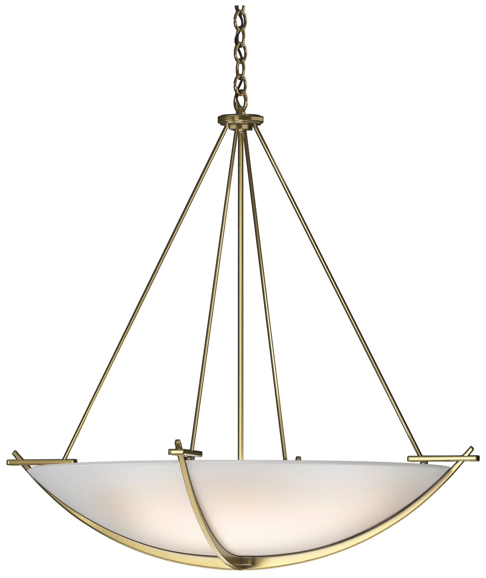 Compass 34.2" Wide Large Scale Modern Brass Pendant With Opal Glass Sh - Image 1