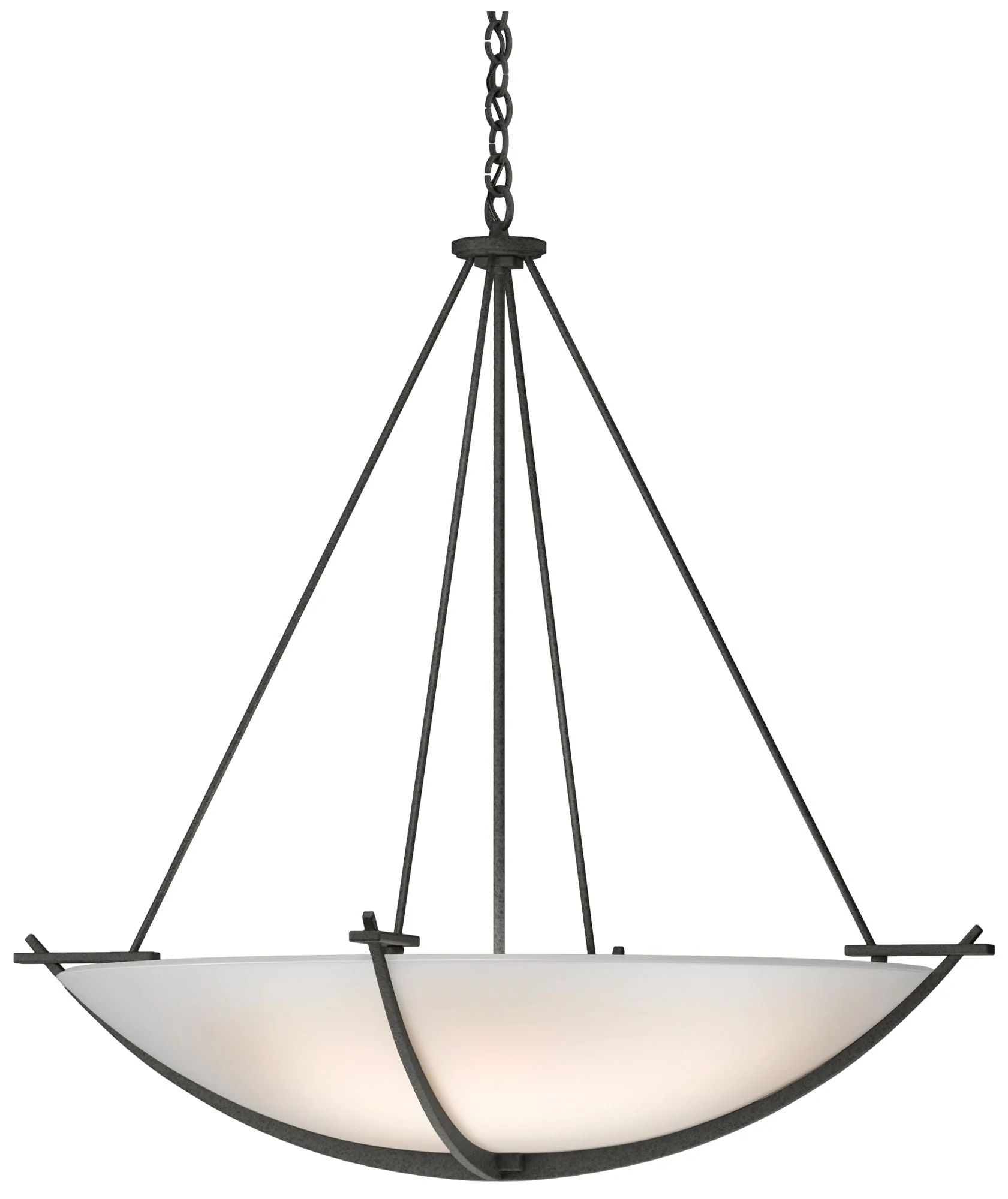 Compass 34.2" Wide Large Scale Natural Iron Pendant With Opal Glass Sh - Image 1