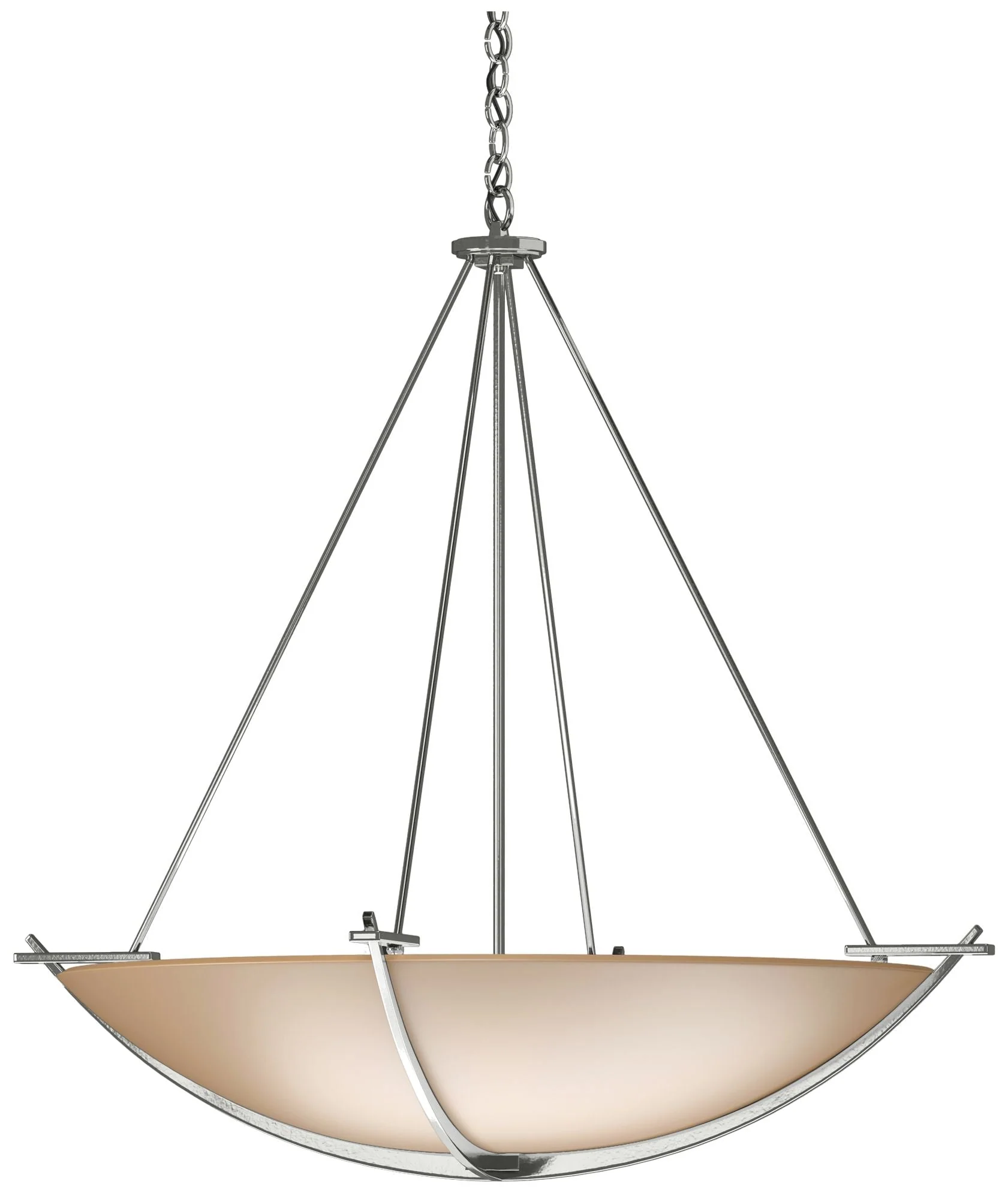 Compass 34.2" Wide Large Scale Sterling Pendant With Sand Glass Shade - Image 1