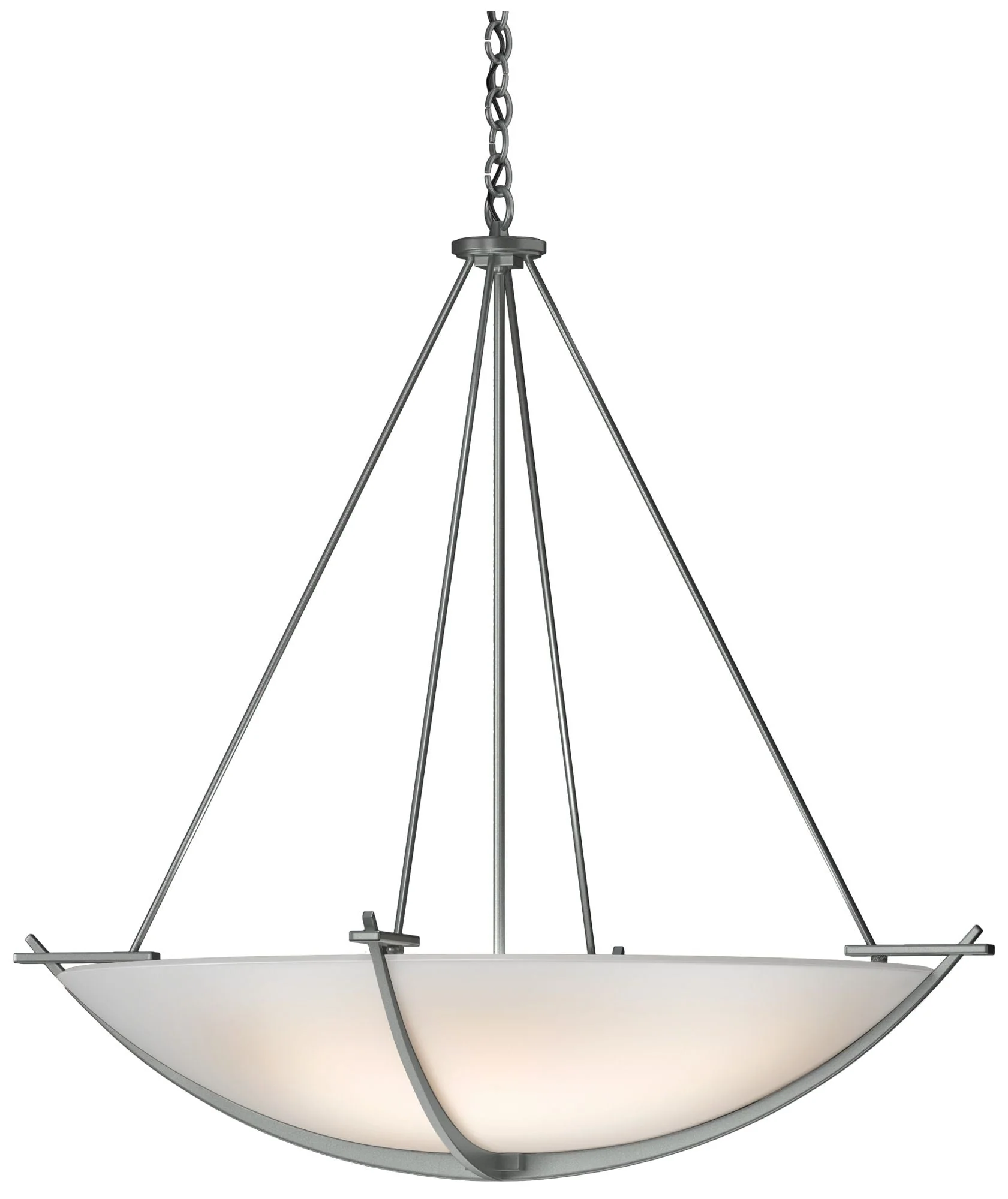 Compass 34.2"W Large Scale Vintage Platinum Pendant With Opal Glass Sh - Image 1