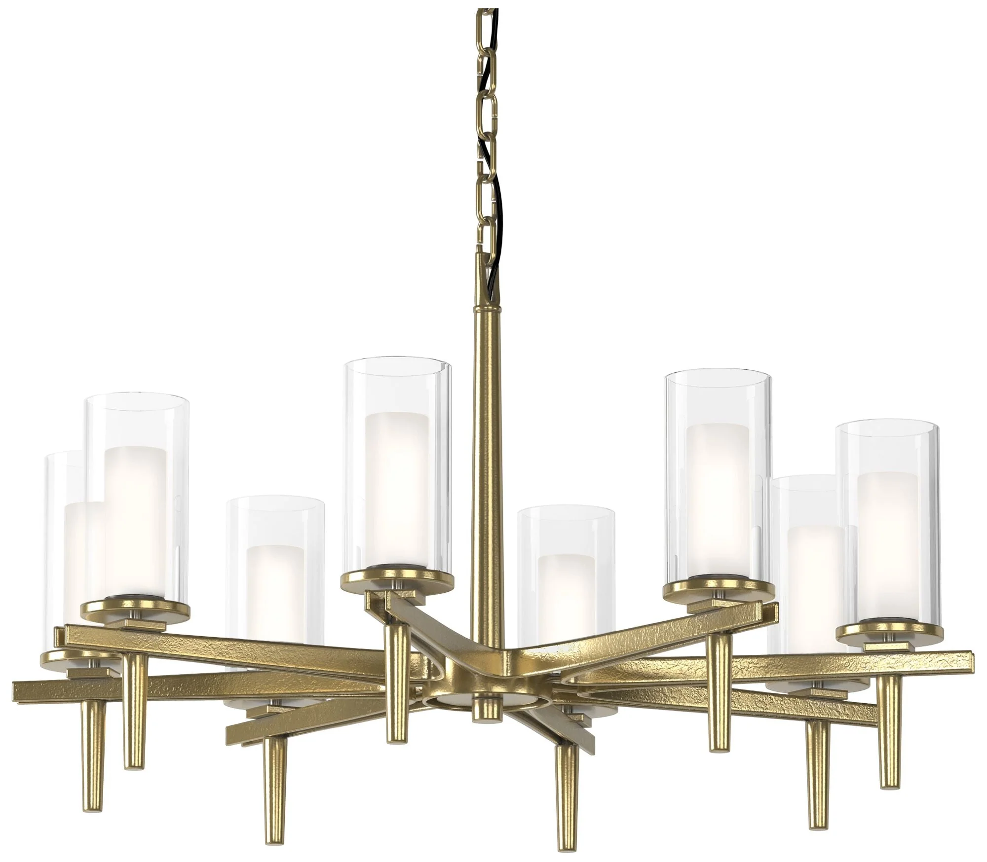 Constellation 34"W 8 Arm Modern Brass Chandelier With Opal and Clear G - Image 1