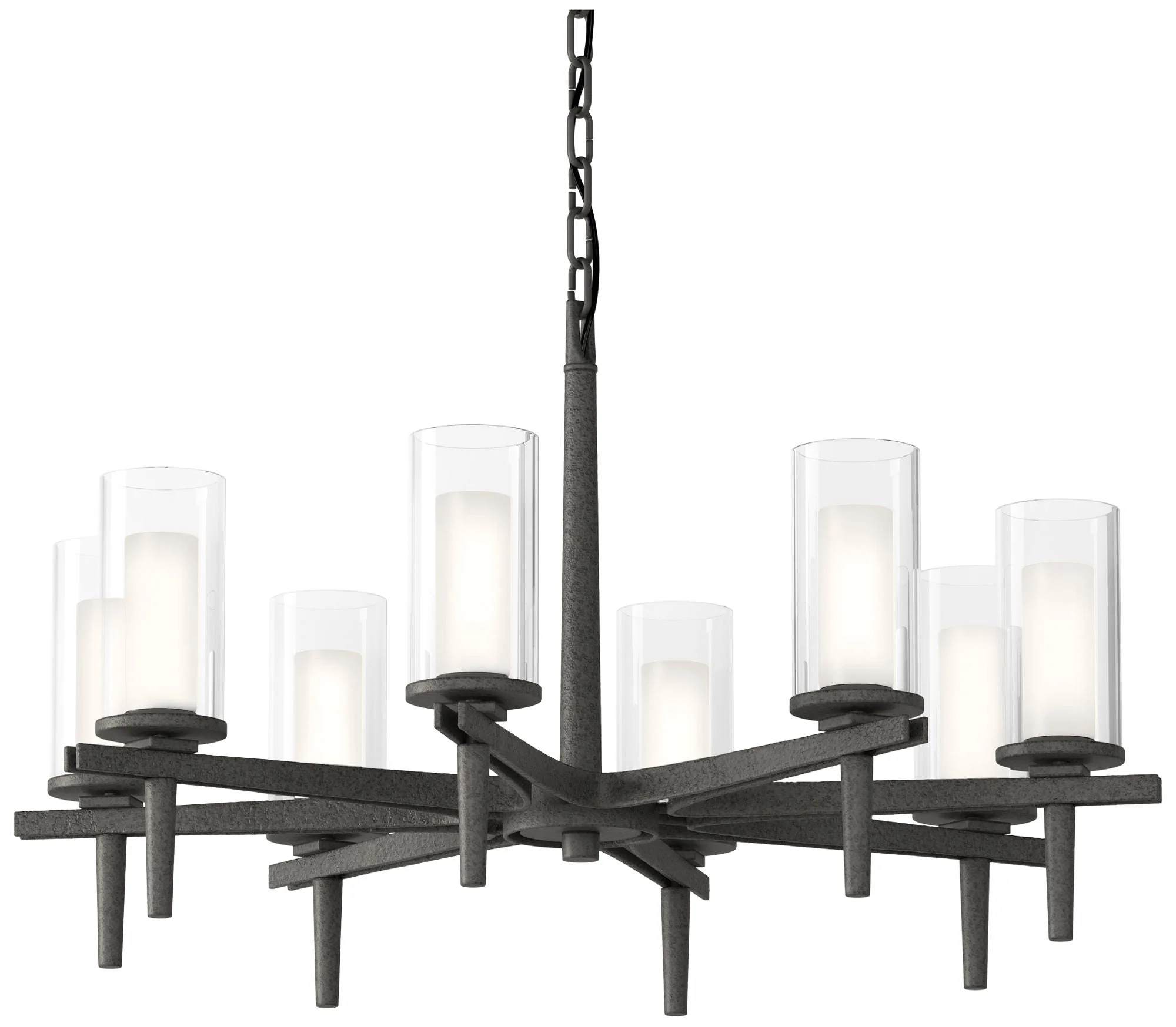 Constellation 34"W 8 Arm Natural Iron Chandelier With Opal and Clear G - Image 1