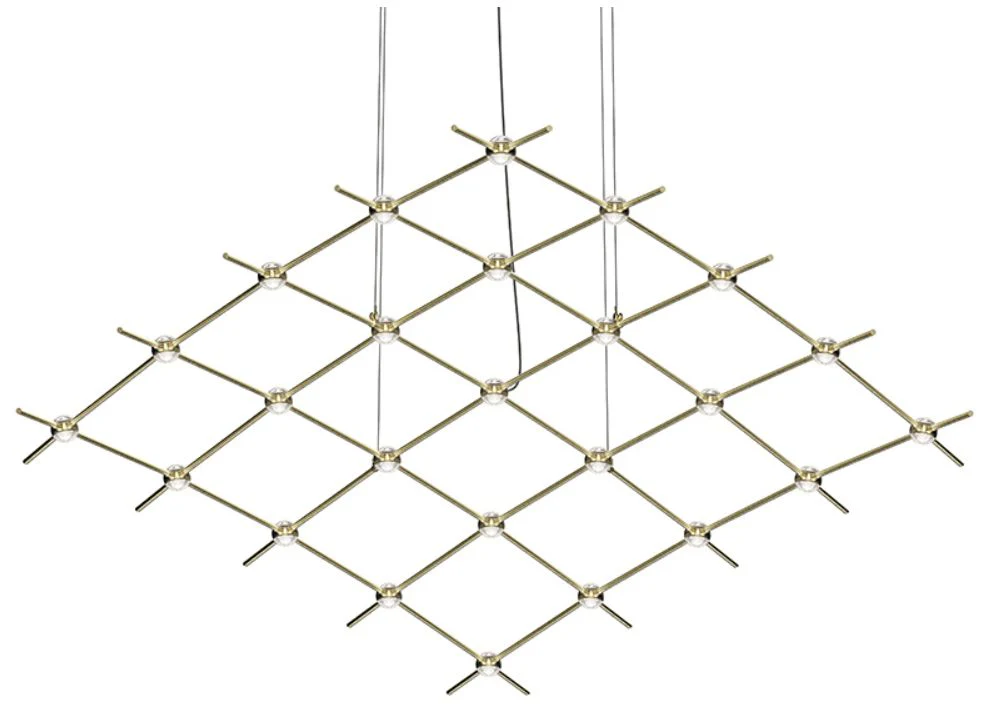 Constellation Aquarius Medius Chandelier - Brass - Clear Faceted Lens - Image 1