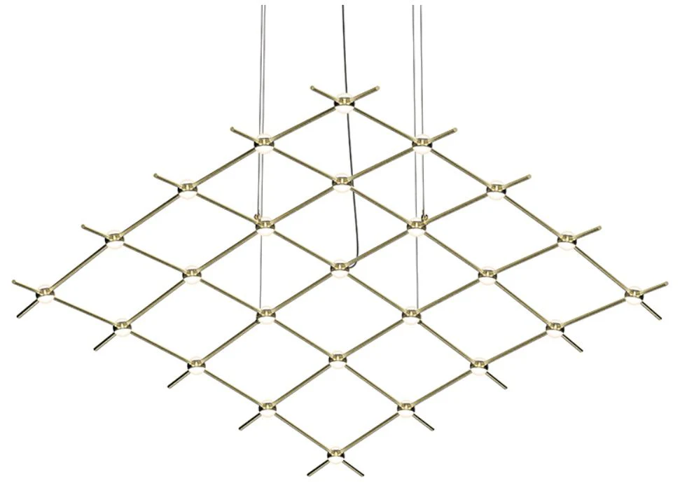 Constellation Aquarius Medius Chandelier - Brass - White Optical Lens - Image 1
