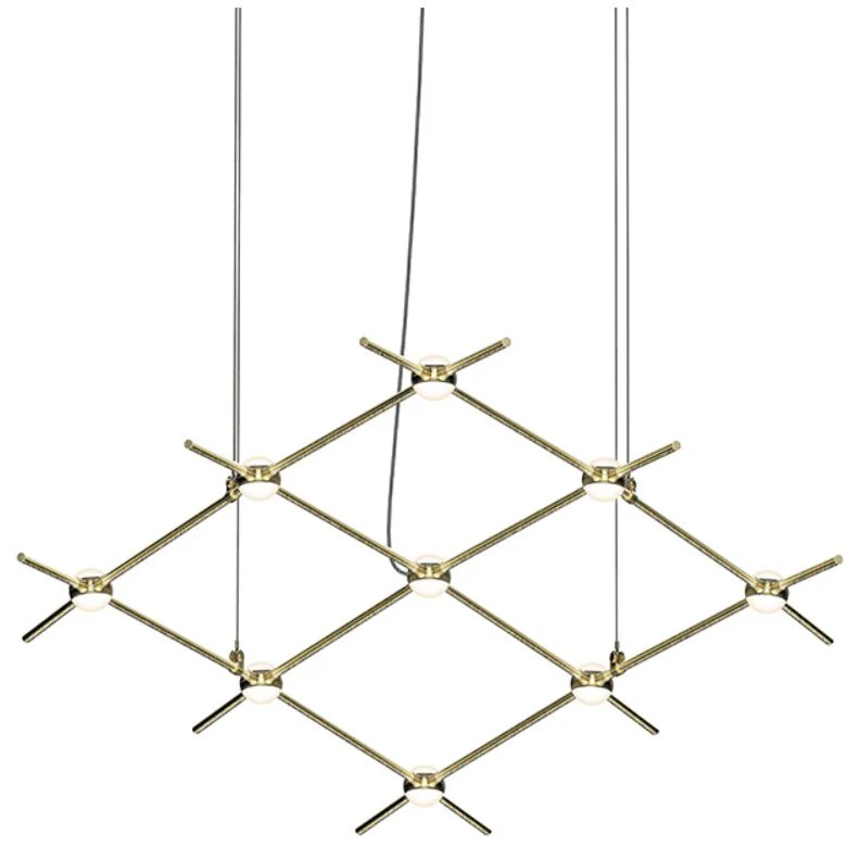Constellation Aquarius Minor Chandelier - Brass - White Optical Lens - Image 1
