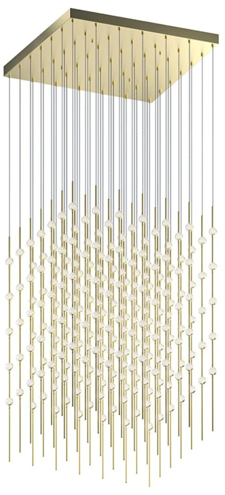 Constellation Cosmic Cube 30" LED Pendant - Satin Brass - Clear Lens - Image 1