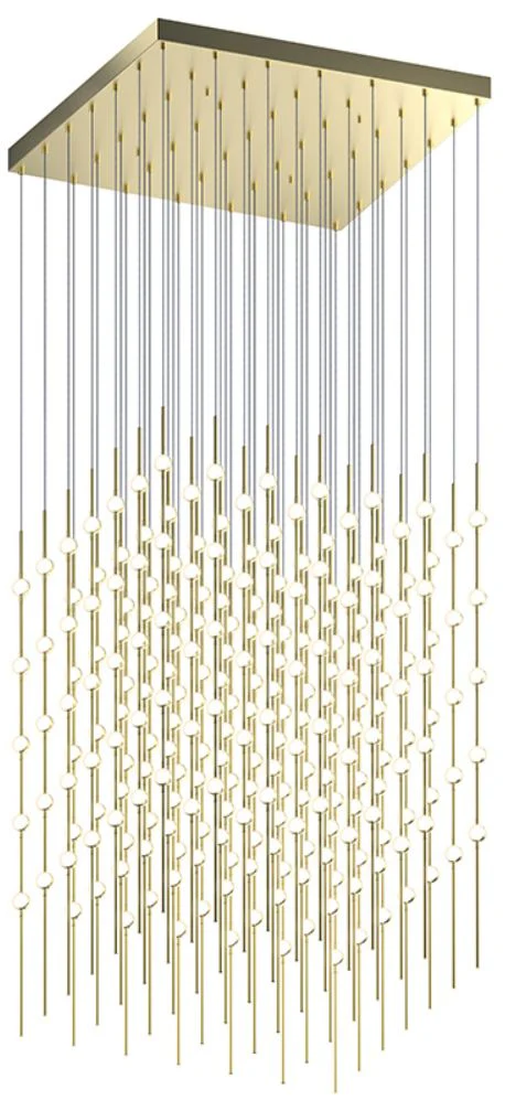 Constellation Cosmic Cube 30" LED Pendant - Satin Brass - White Lens - Image 1