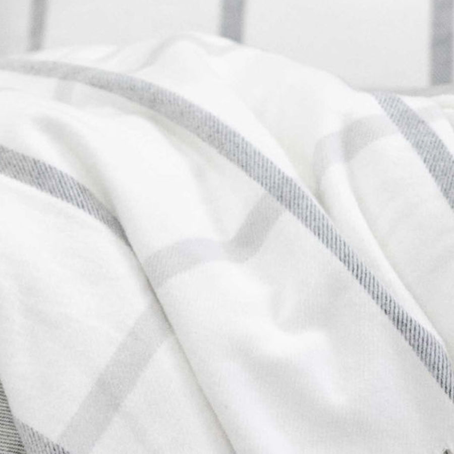 Pom Pom at Home Copenhagen White and Grey Plaid Blanket ~ Available in Queen and King Sizes - Image 2