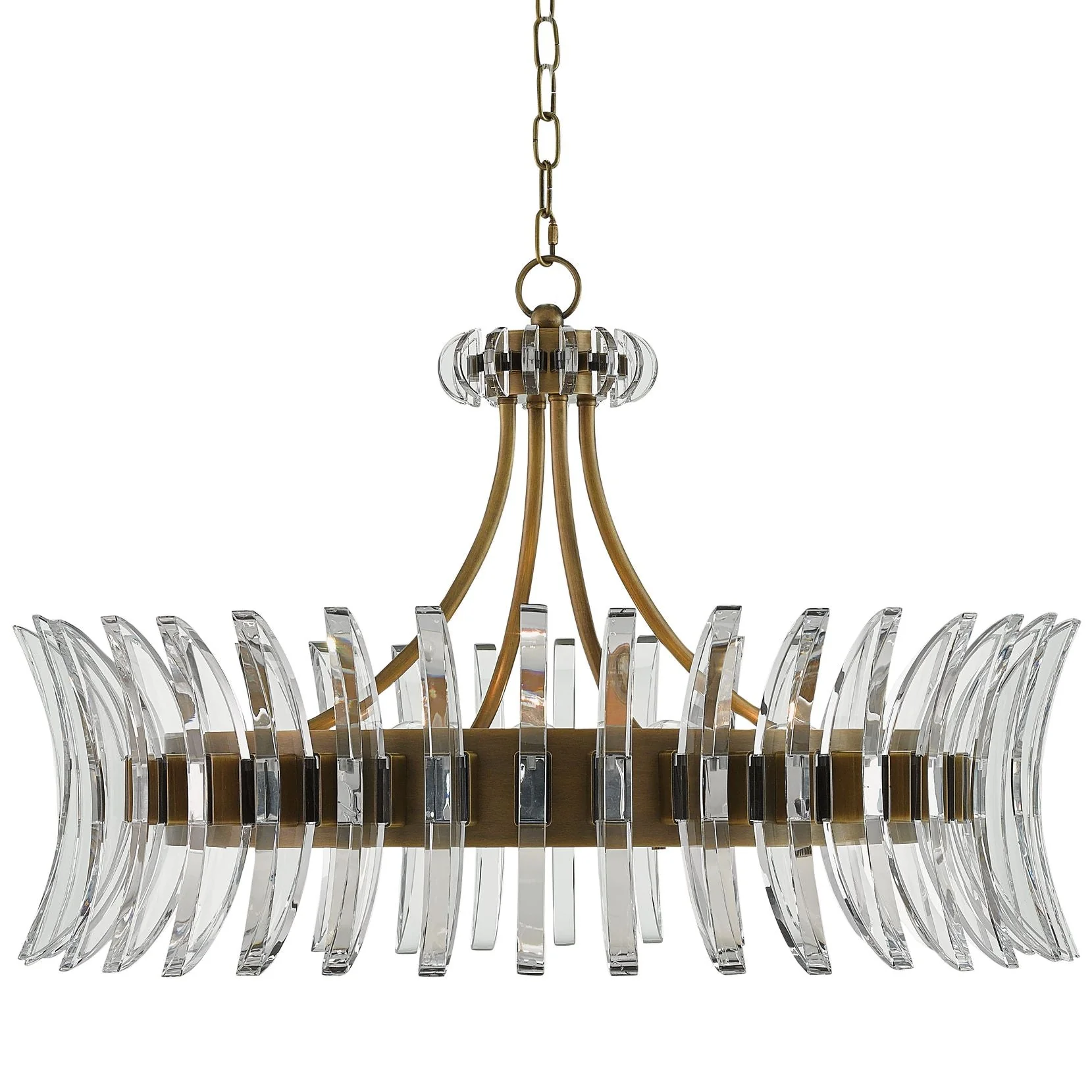 Coquette 29 3/4" Wide Antique Brass and Crystal Chandelier - Image 2
