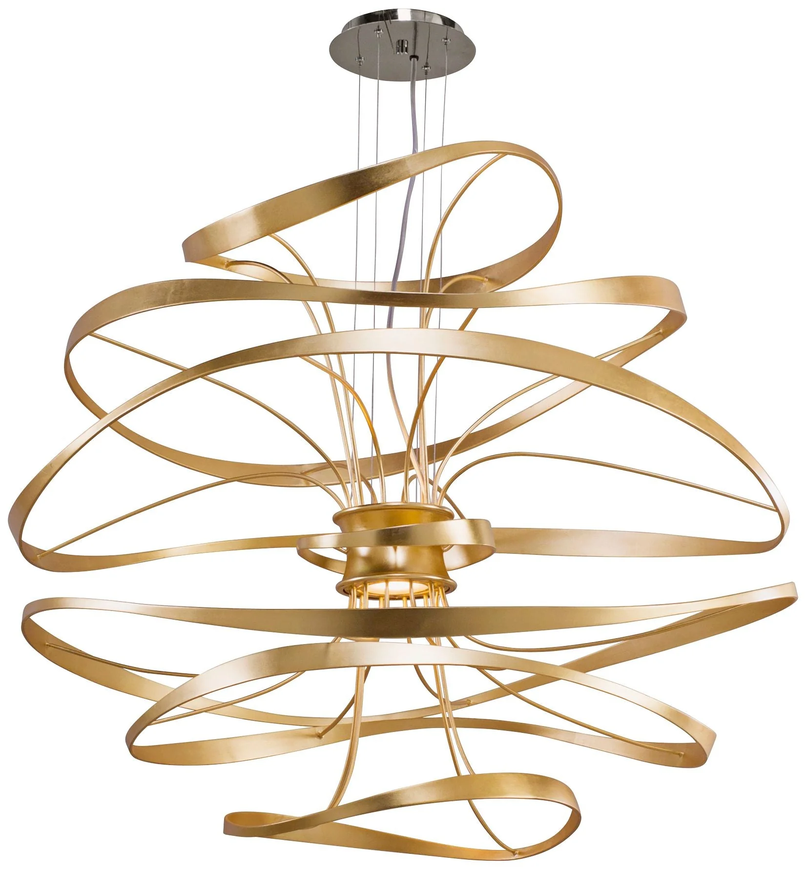 Corbett Calligraphy 42" Wide Gold Leaf LED Pendant Light - Image 2