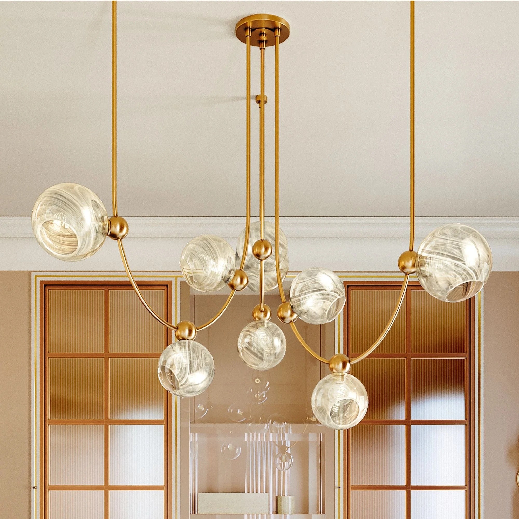 Corbett Lighting  Astraia 66.75" 9 Lt. Vintage Brass Chandelier - Image 1