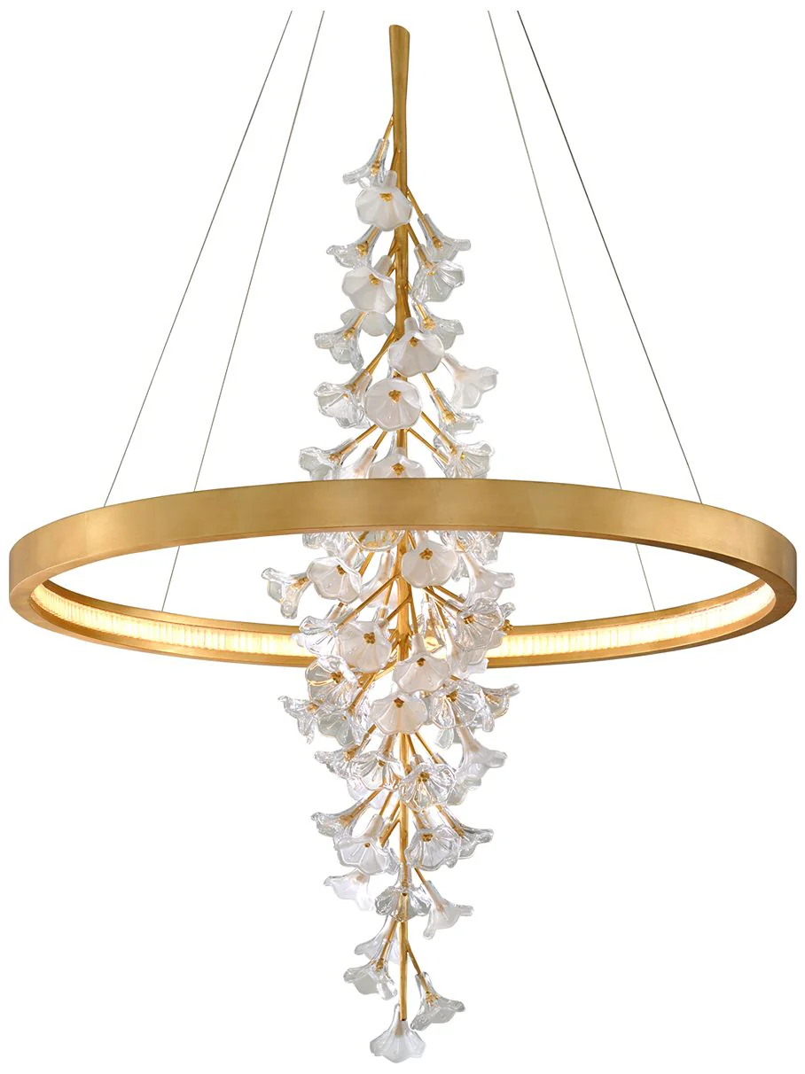 Corbett Lighting Jasmine 36" Wide LED Gold Leaf Flower Ring Chandelier - Image 2