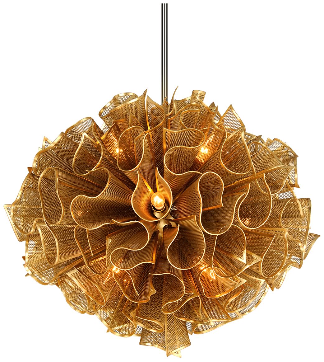 Corbett Lighting Pulse 30.5 Inch 12 LIght Pendant Gold Leaf - Image 1