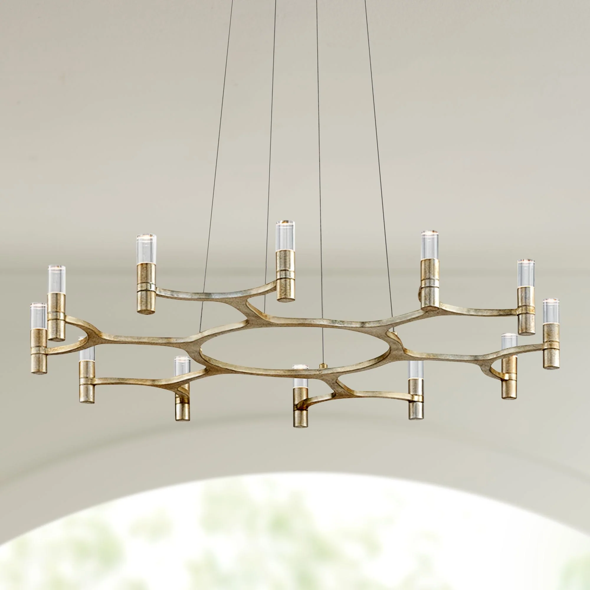 Corbett Nexus 38" Wide Silver Leaf 12-Light LED Chandelier - Image 1