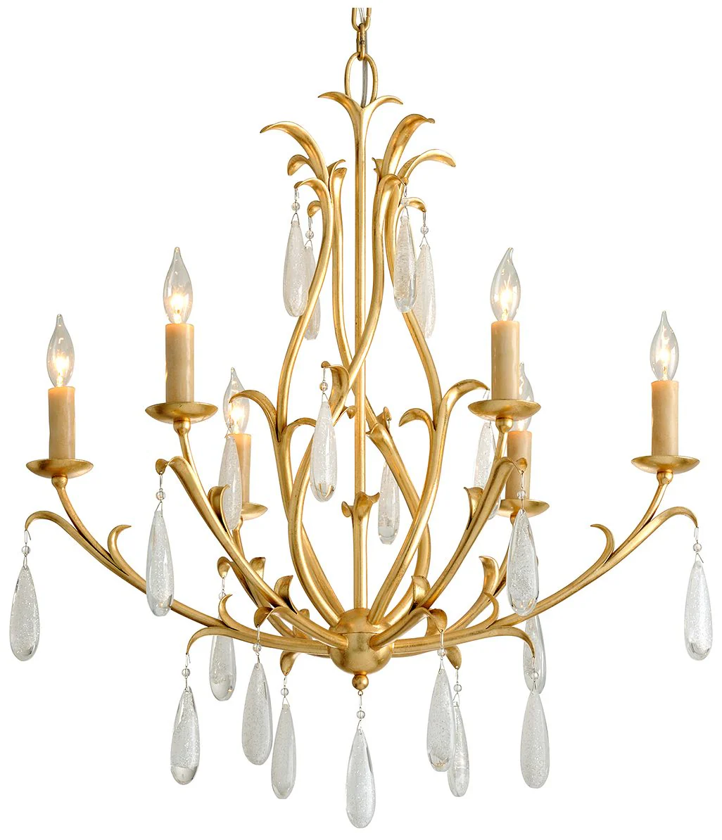 Corbett Prosecco 30" Wide Gold Leaf 6-Light Chandelier - Image 1