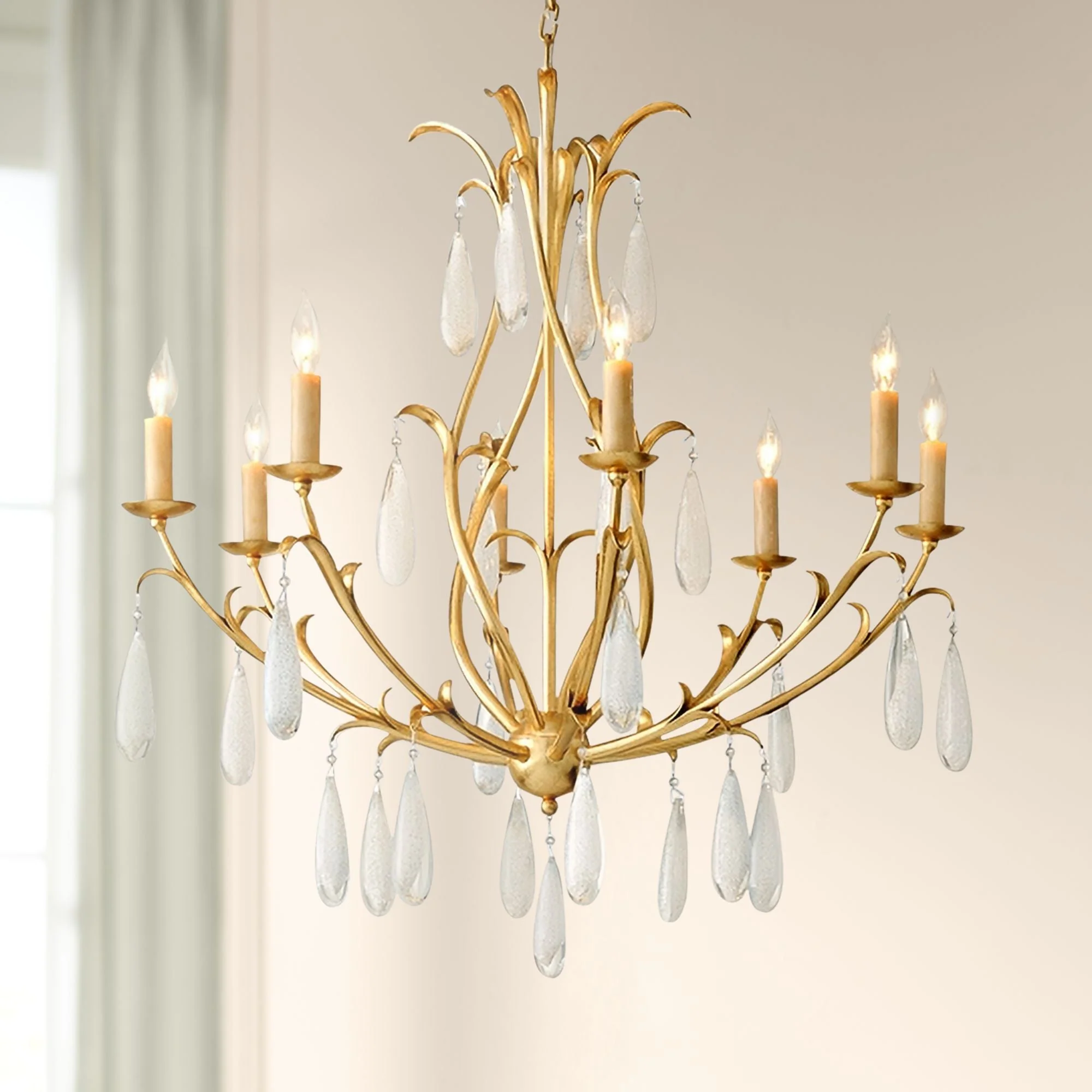 Corbett Prosecco 34 3/4″ Wide Gold Leaf 8-Light Chandelier