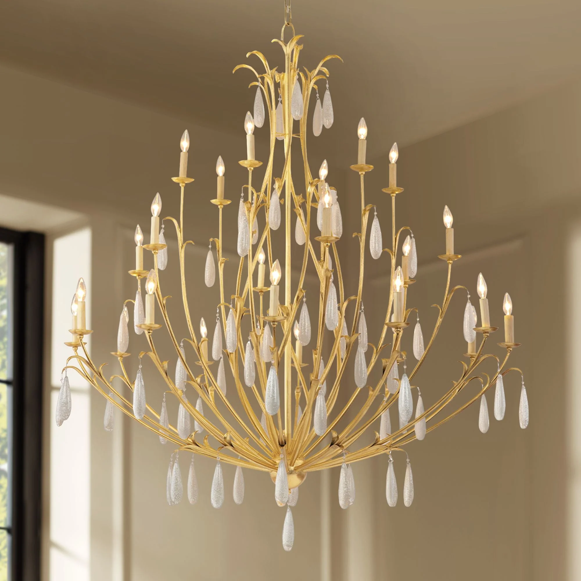 Corbett Prosecco 60" Wide Gold Leaf 24-Light Chandelier - Image 1