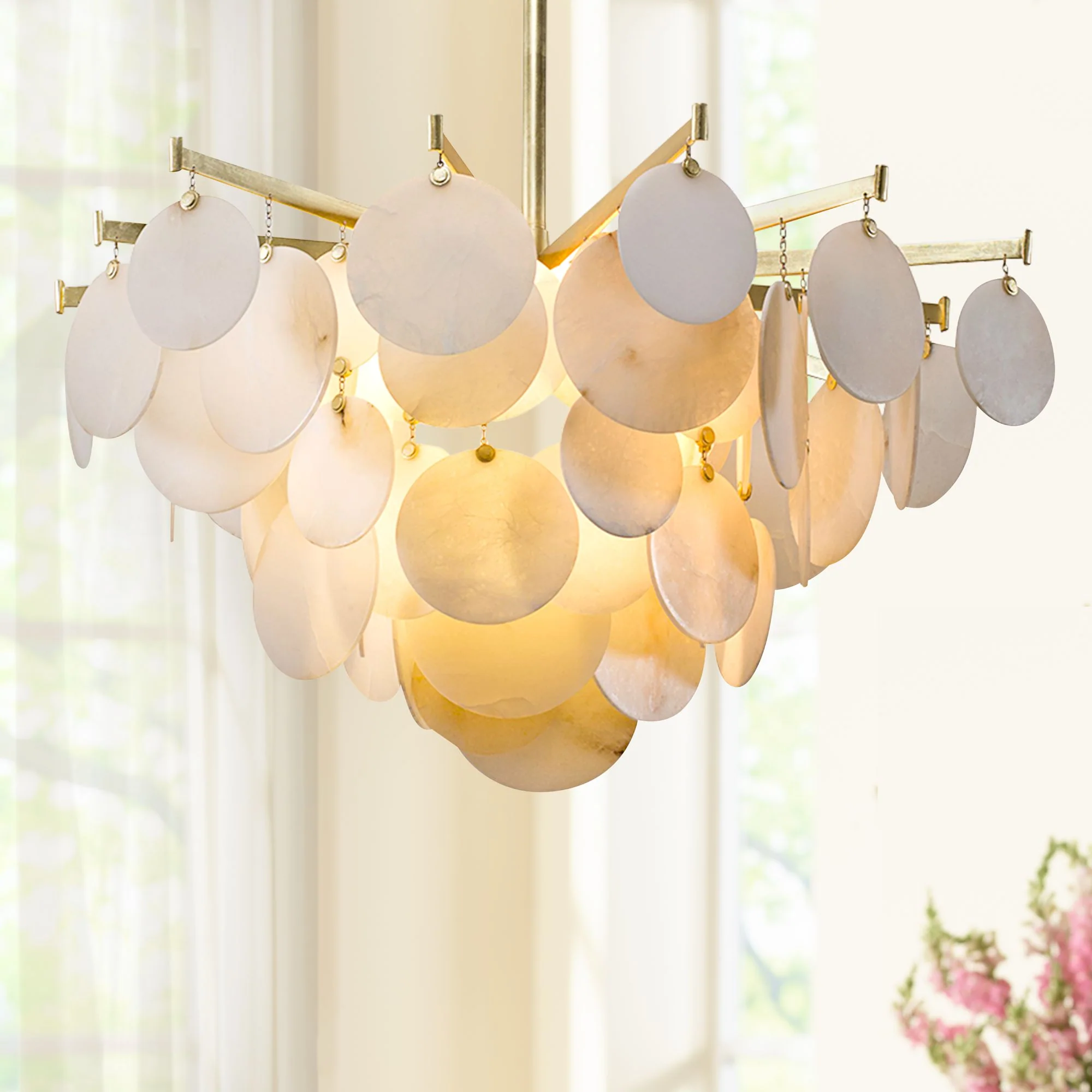 Corbett Serenity 40" Wide Gold Leaf LED Chandelier - Image 1