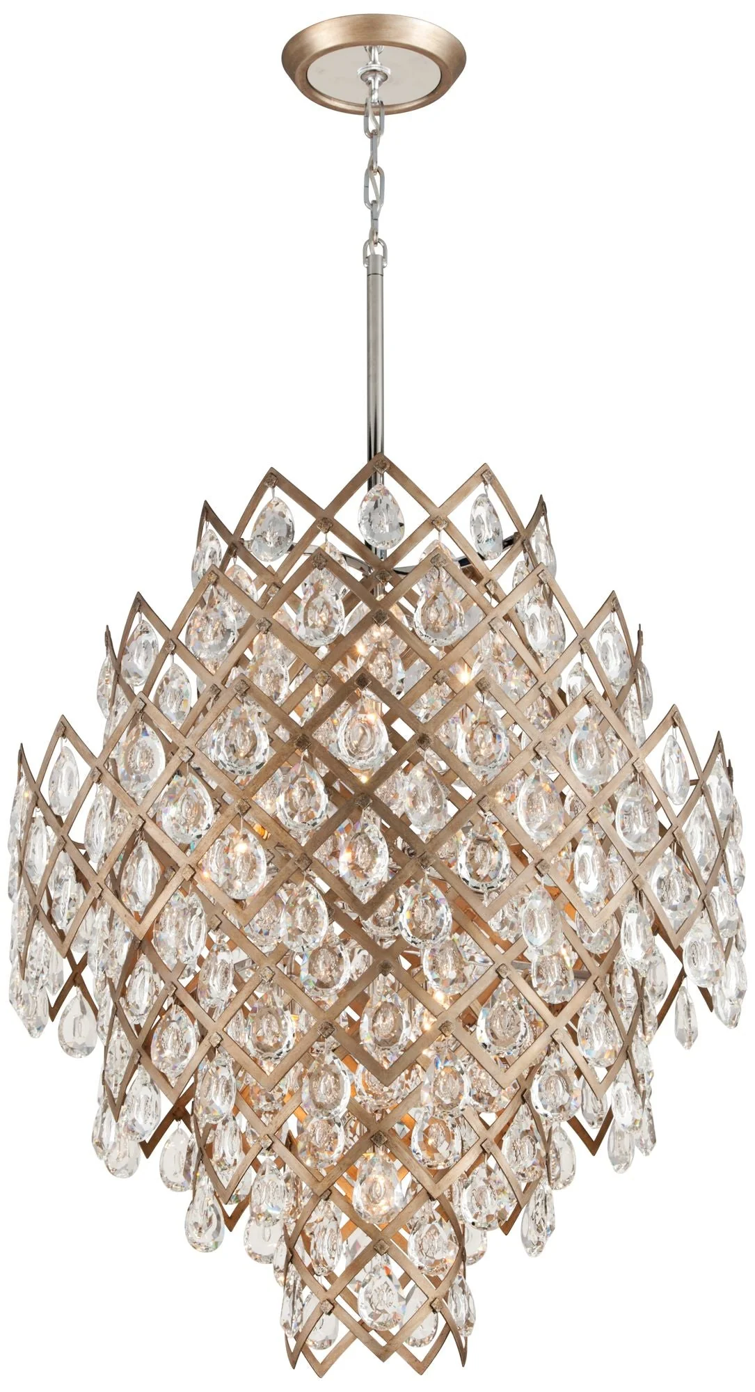 Corbett Tiara 32.25" Wide  Iron and Stainless Steel 11 Light Pendant - Image 1