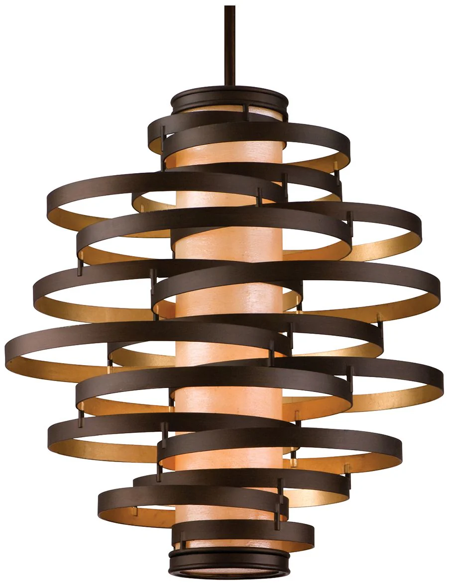 Corbett Vertigo 30" Wide Bronze and Gold Leaf Chandelier - Image 1