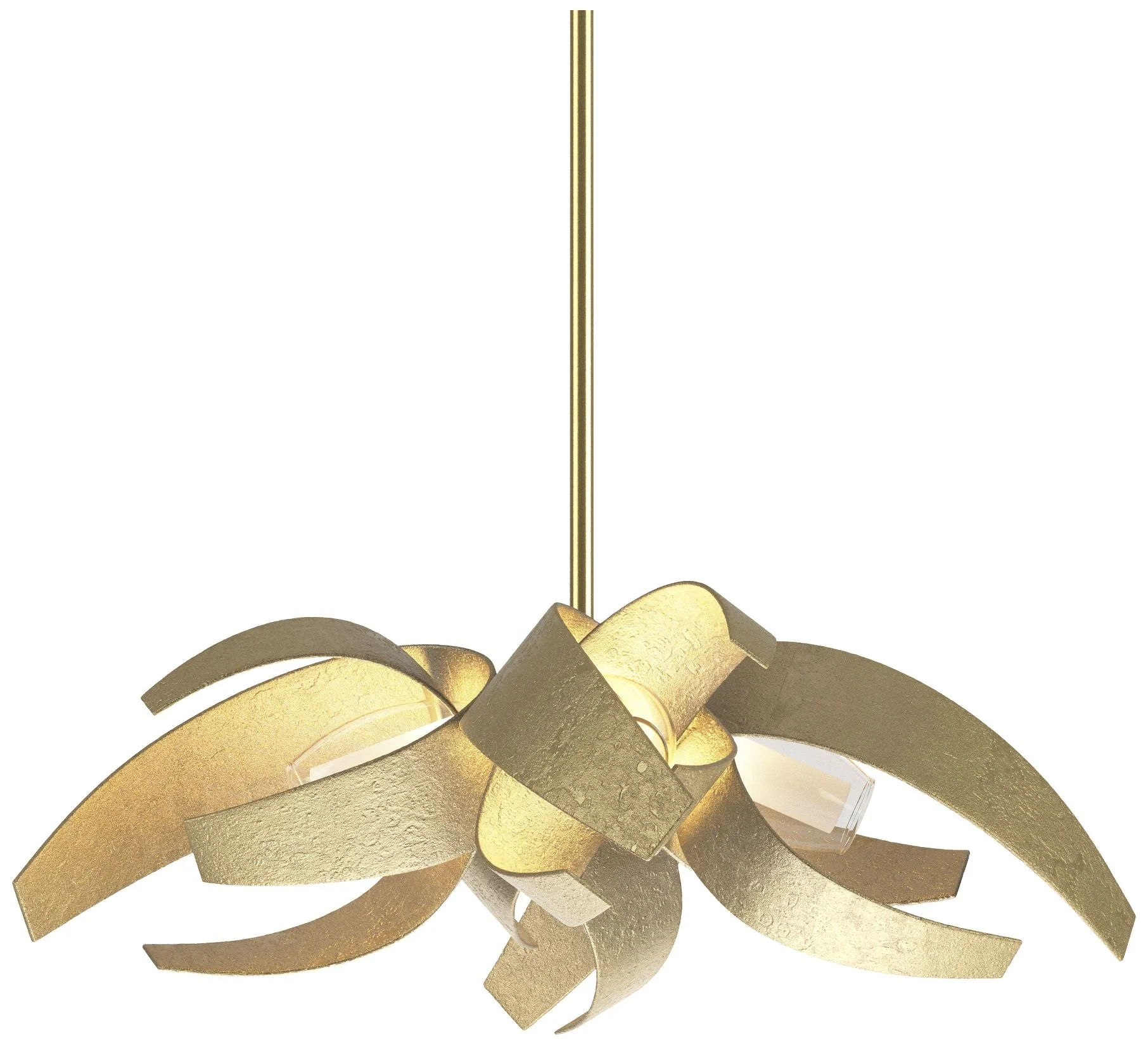 Corona 18.25"W Small Brass Long Pendant w/ Frosted Shade - Image 1