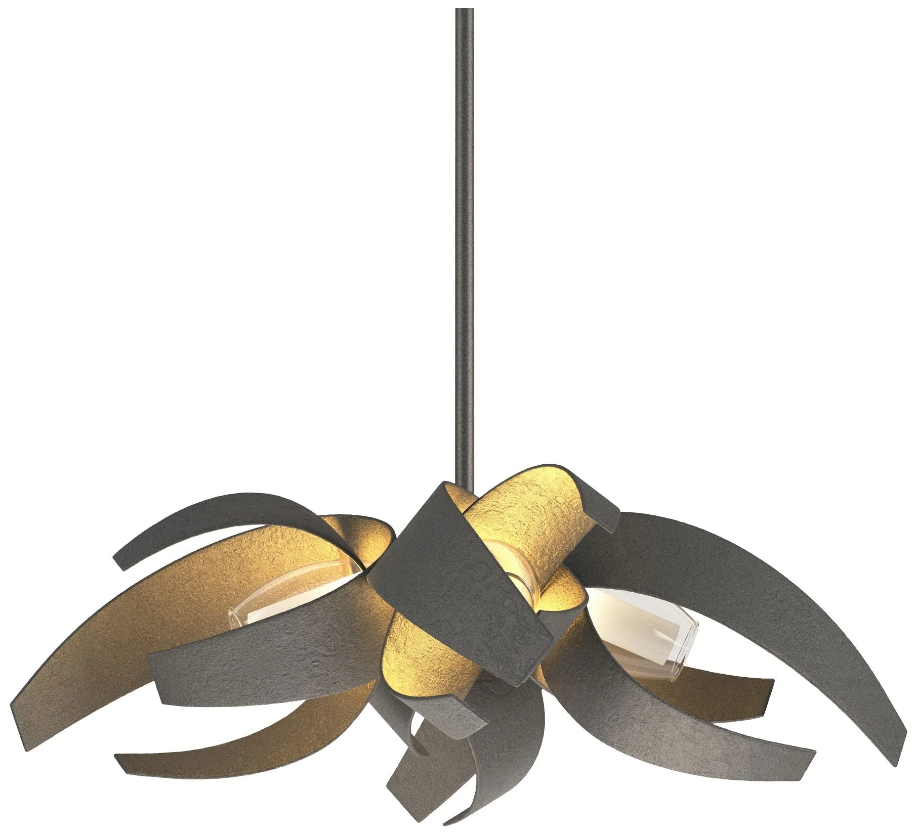 Corona 18.25"W Small Iron Long Pendant w/ Frosted Shade - Image 1