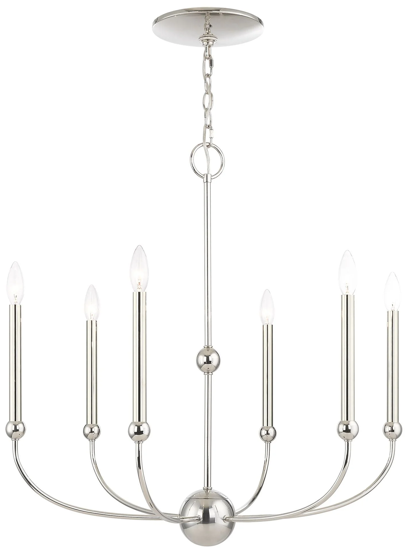 Cortland 6 Light Polished Nickel Chandelier - Image 1