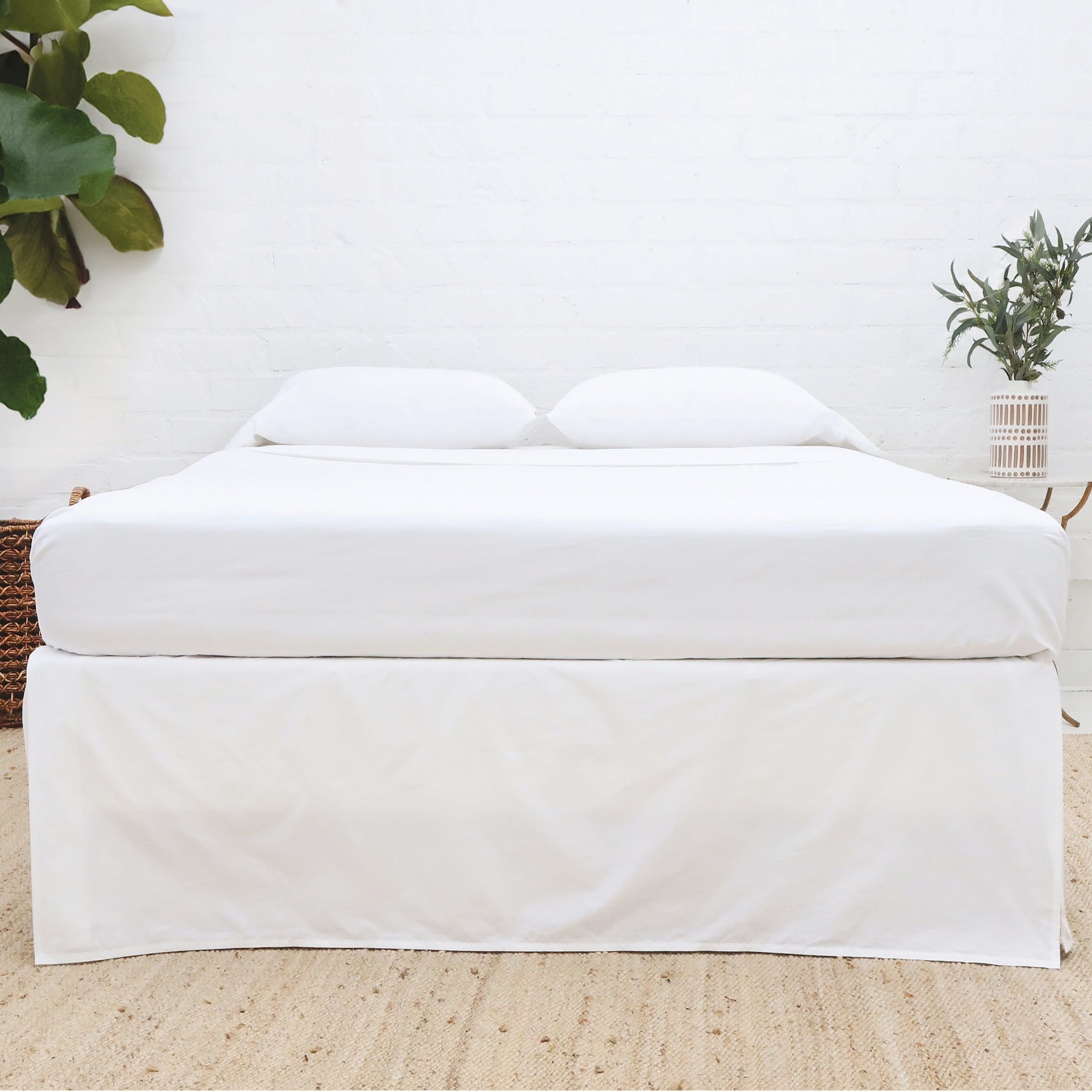 Pom Pom at Home Paneled White Cotton Sateen Bedskirt ~ Available in Twin, Queen and King Sizes