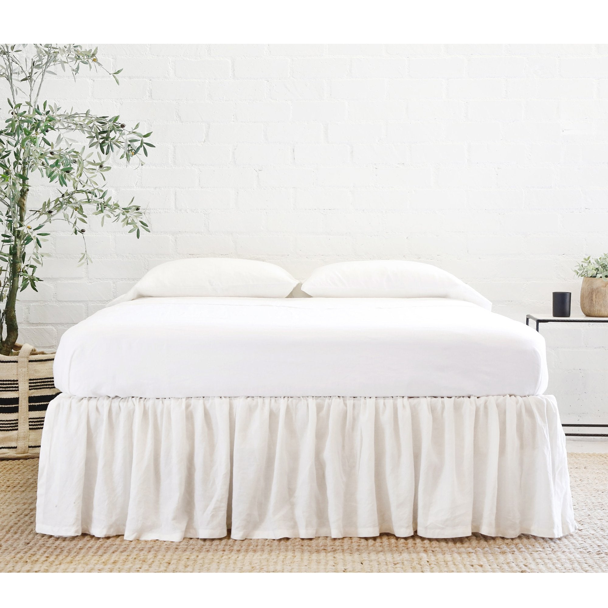 Pom Pom at Home Gathered Cream Linen Bedskirt ~ Available in Twin, Queen and King Sizes