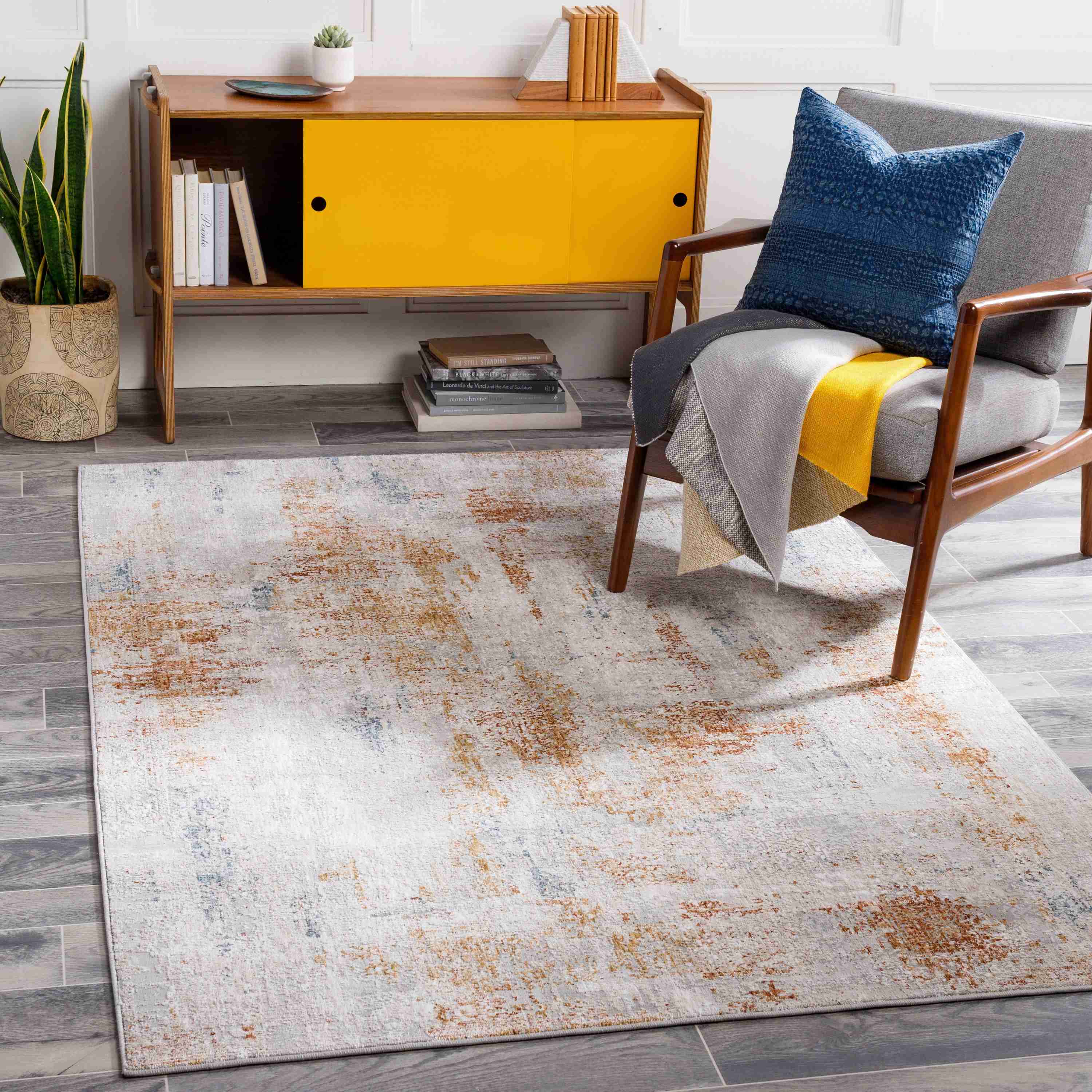Surya Rugs Carmel Collection Off White, Gray, Light Gray, Mustard, Brick, Red, Brown & Blue Area Rug CRL-2302 - Image 2