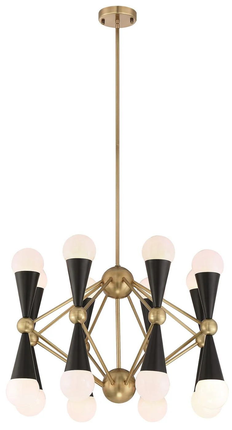 Crosby 16-Light 26 Inch Geometric Aged Brass Matte Black Chandelier - Image 1