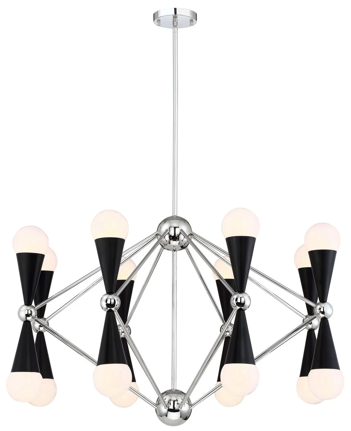 Crosby 16-Lt 36 In Geometric Prism Polished Nickel Matte Black Chandelier - Image 1