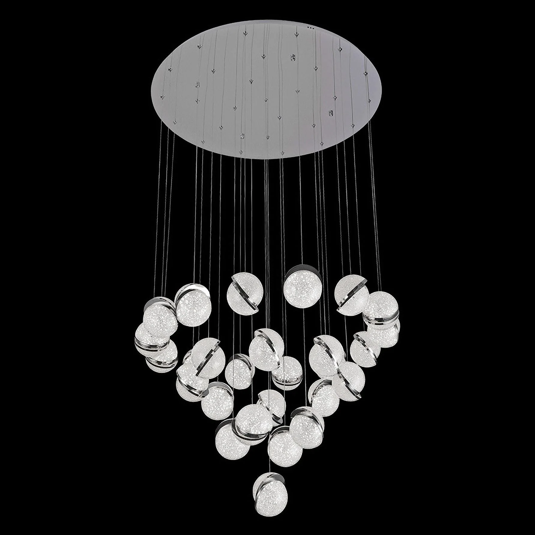 Crystal Ice 34" Wide Round Crystal LED Multi Light Pendant - Image 1